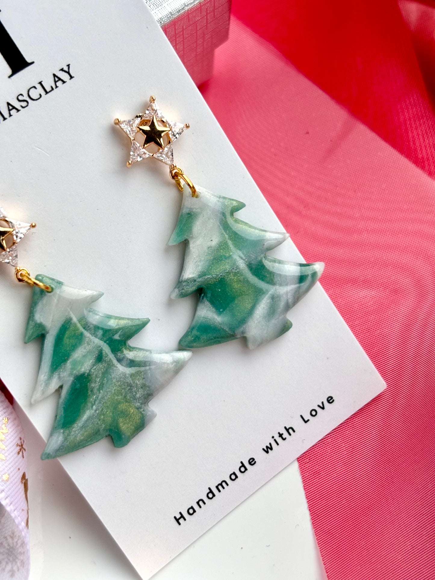 Emerald Star Tree Earrings