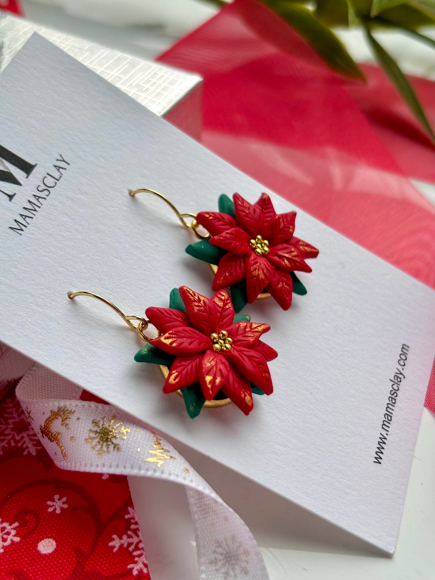 Poinsettia Earrings