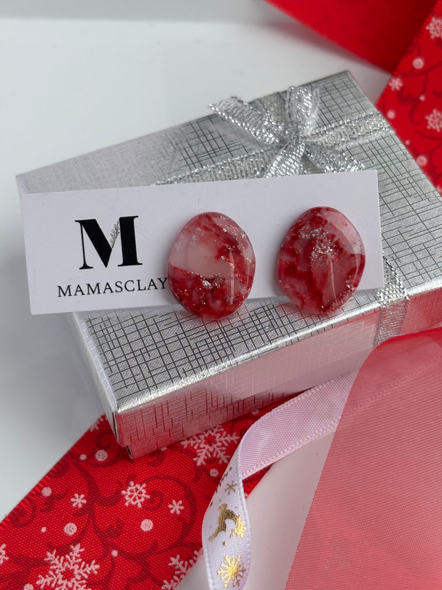 Red Marble Studs