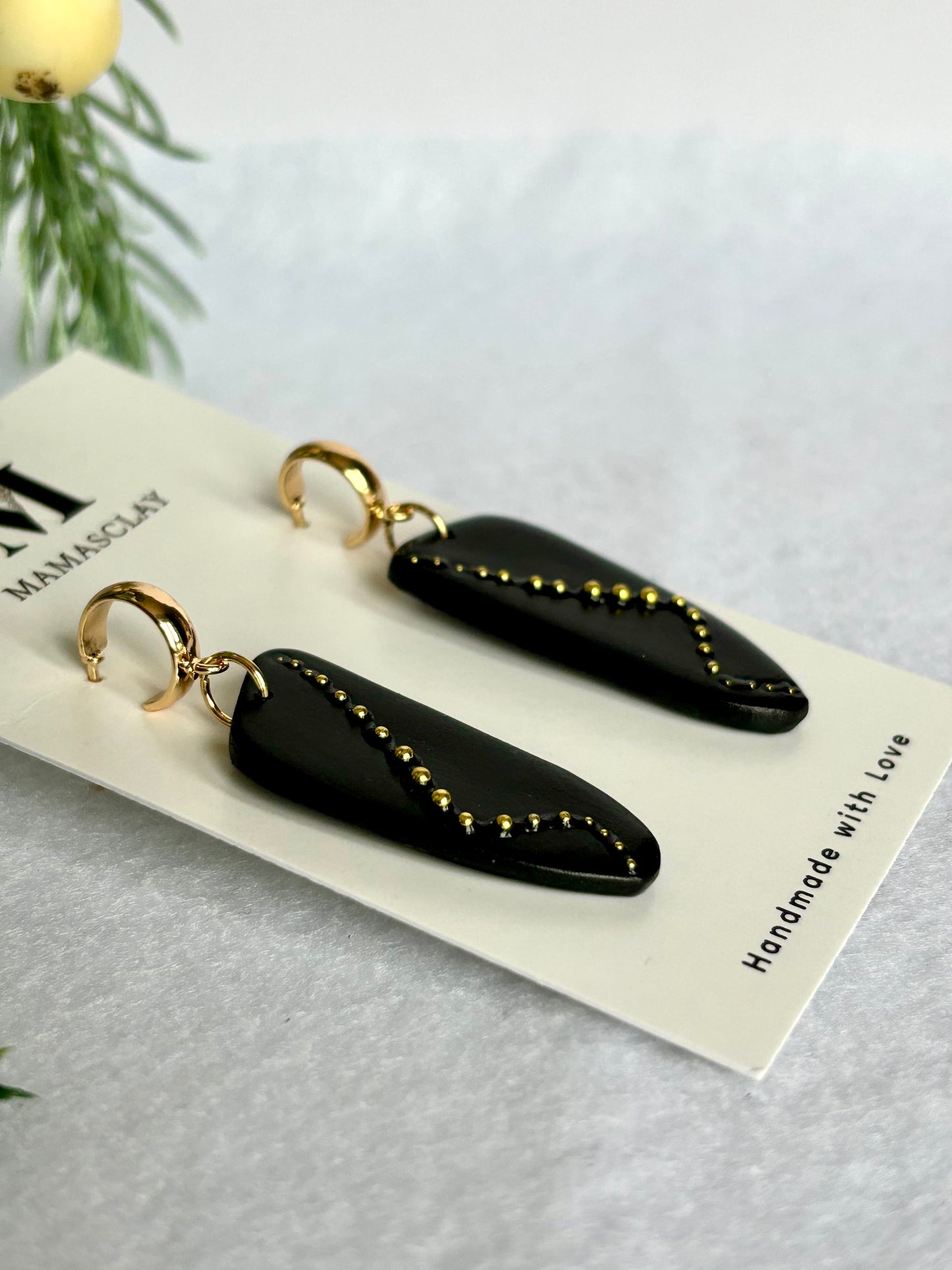 Gold and Black Elegant Earrings