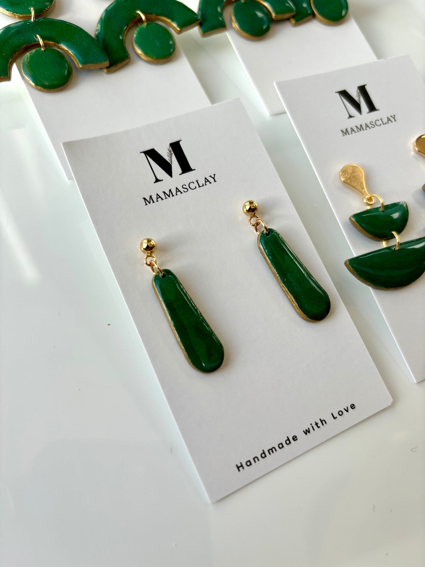 Green and Gold Drop Earrings