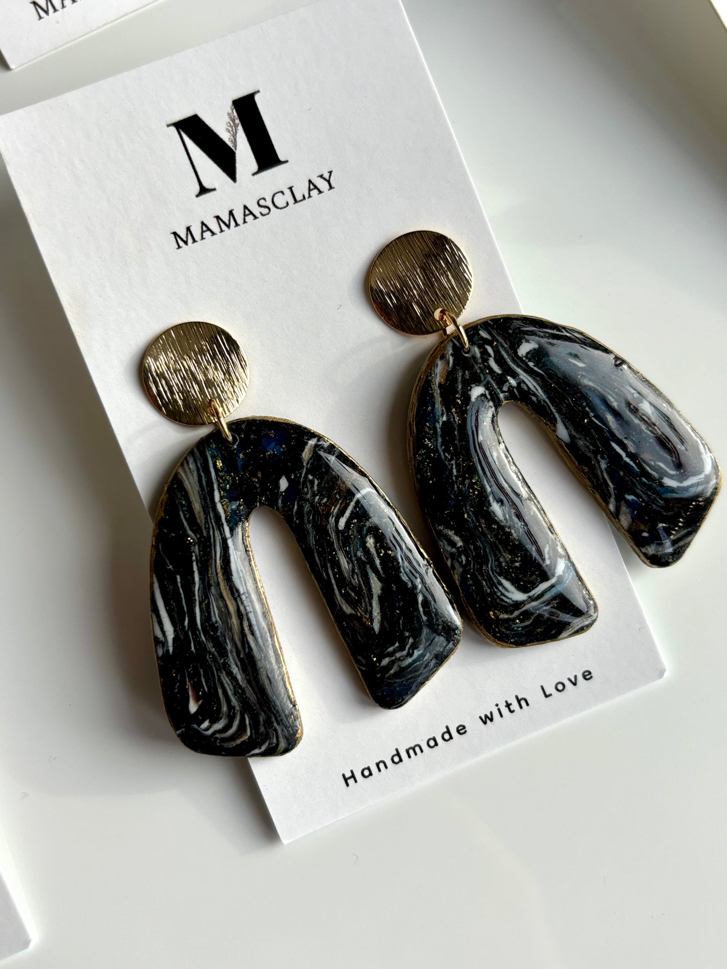 Black Marble Arch Earrings