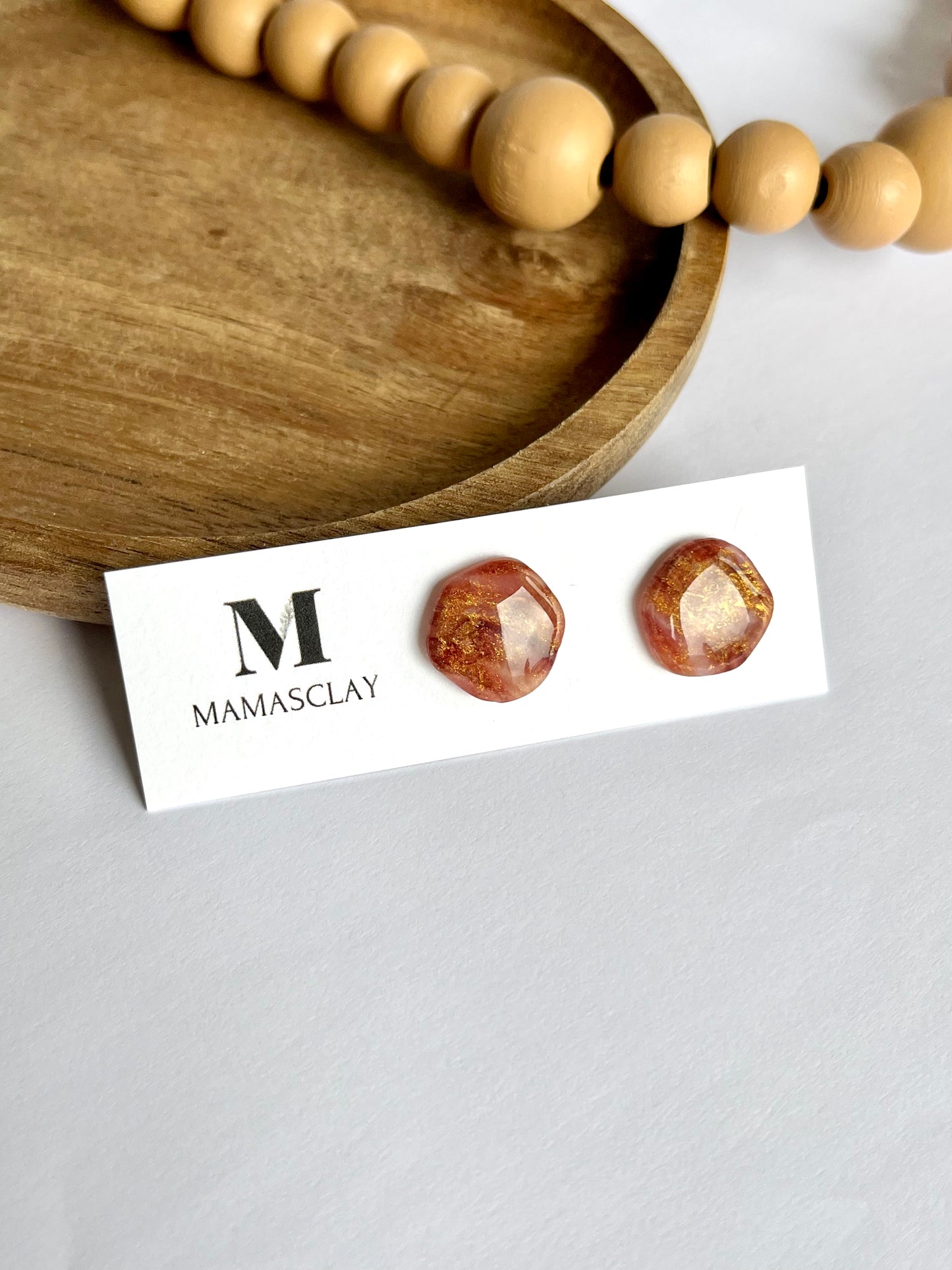 Chestnut Brown and Gold Autumn Studs