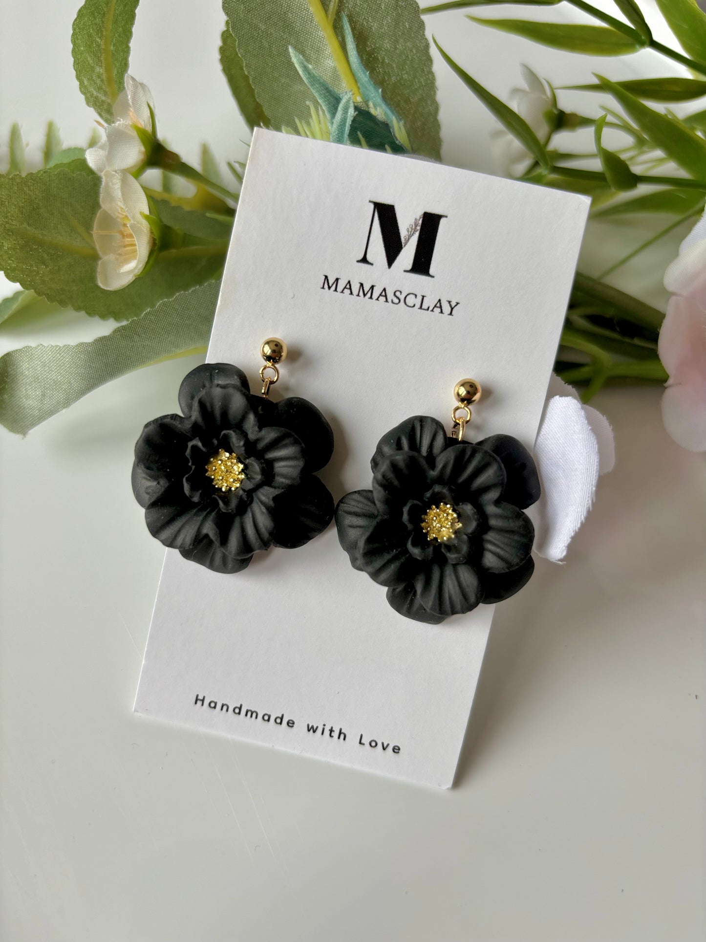Black Flower Earrings