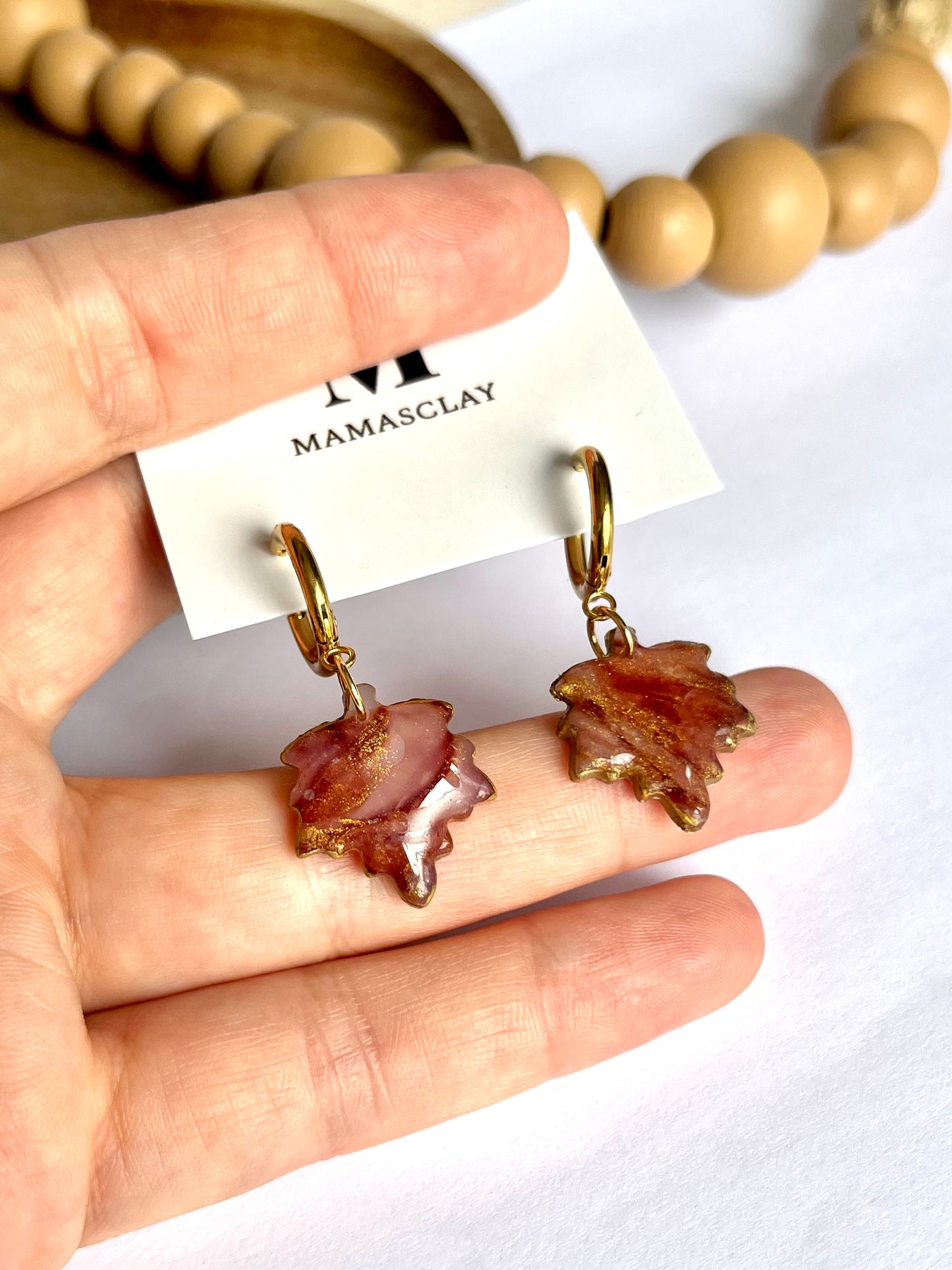 Chestnut and Gold Maple Leaf Earrings