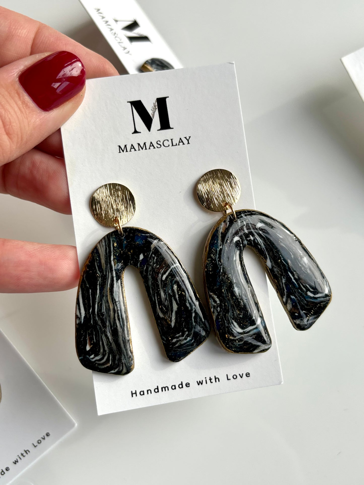 Black Marble Arch Earrings