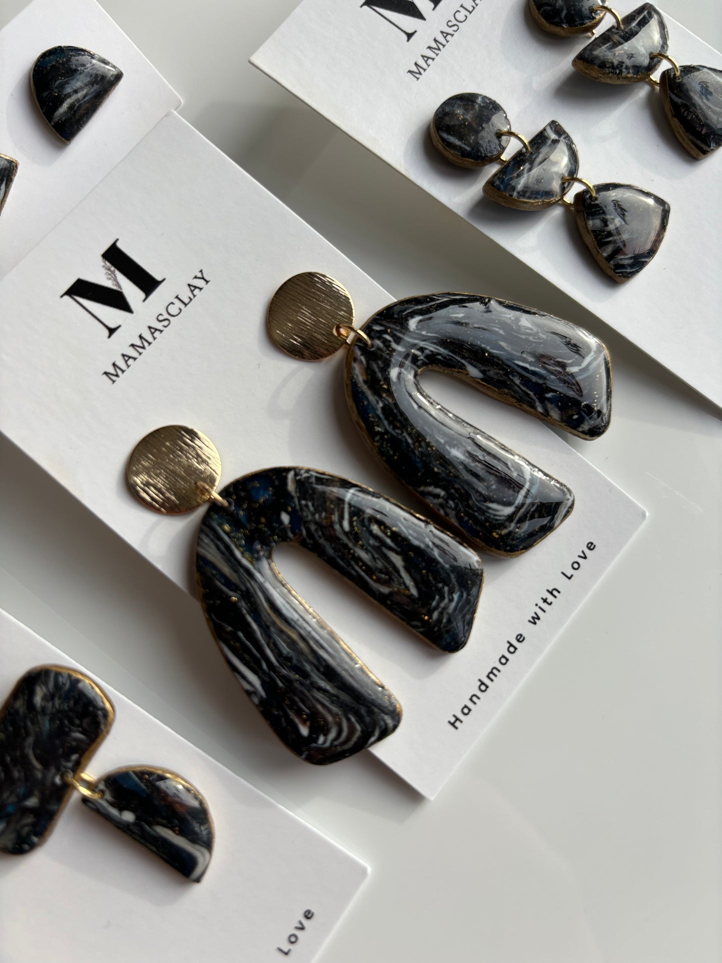 Black Marble Arch Earrings