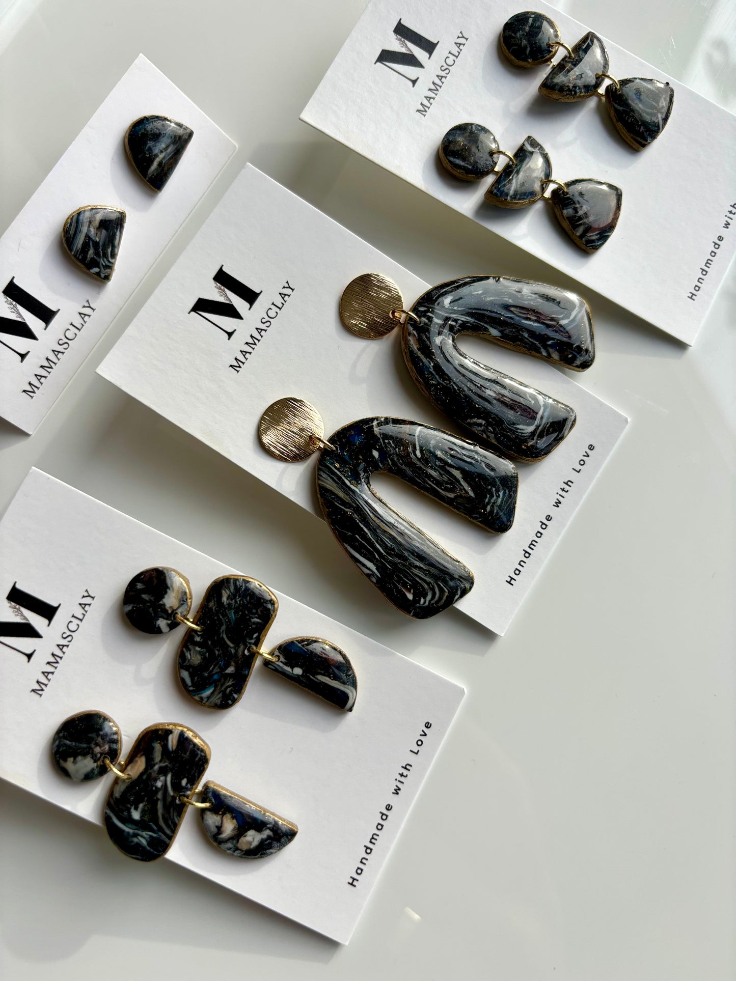 Black Marble Pebble Dangles