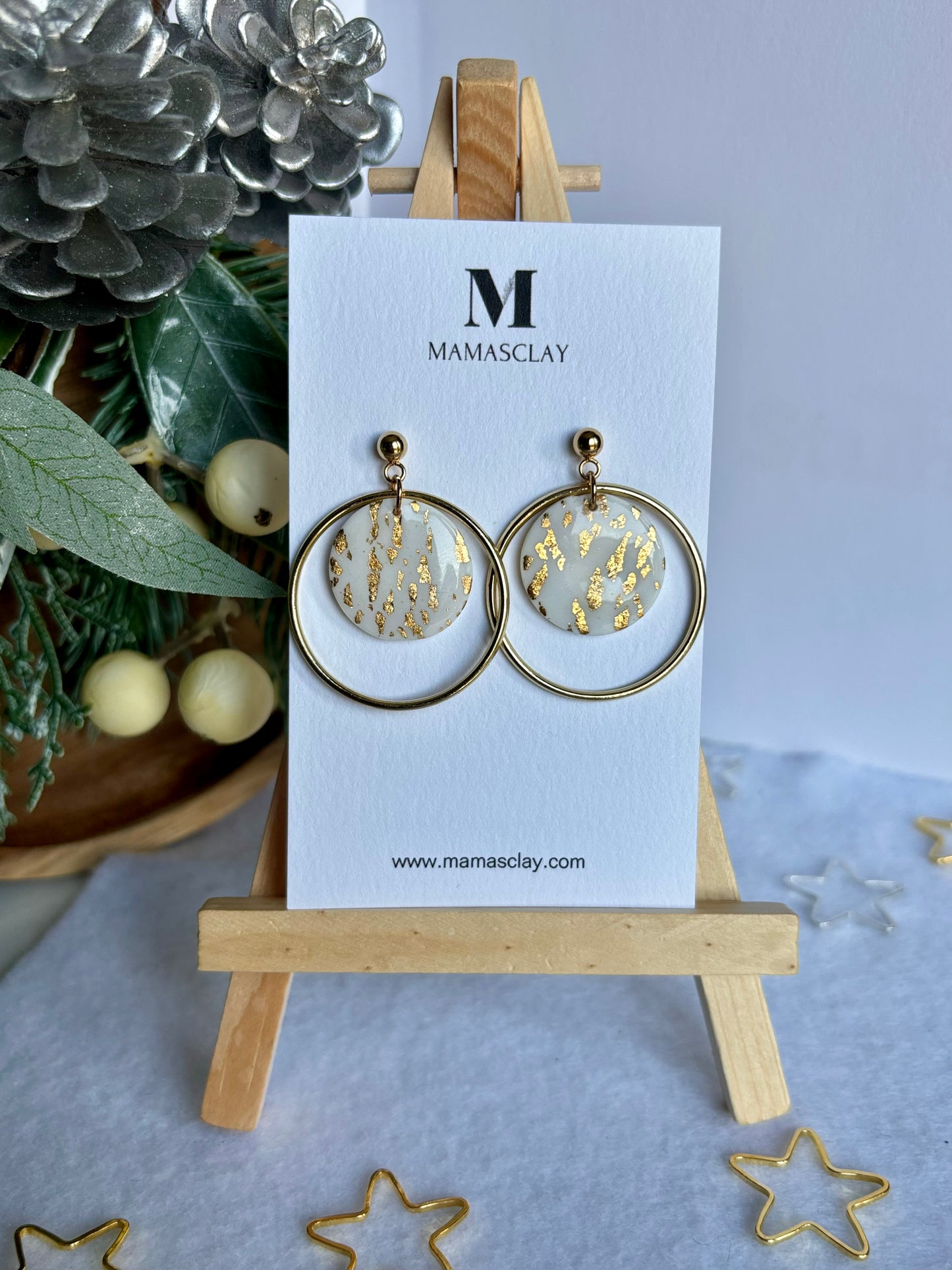 White and Gold Earrings