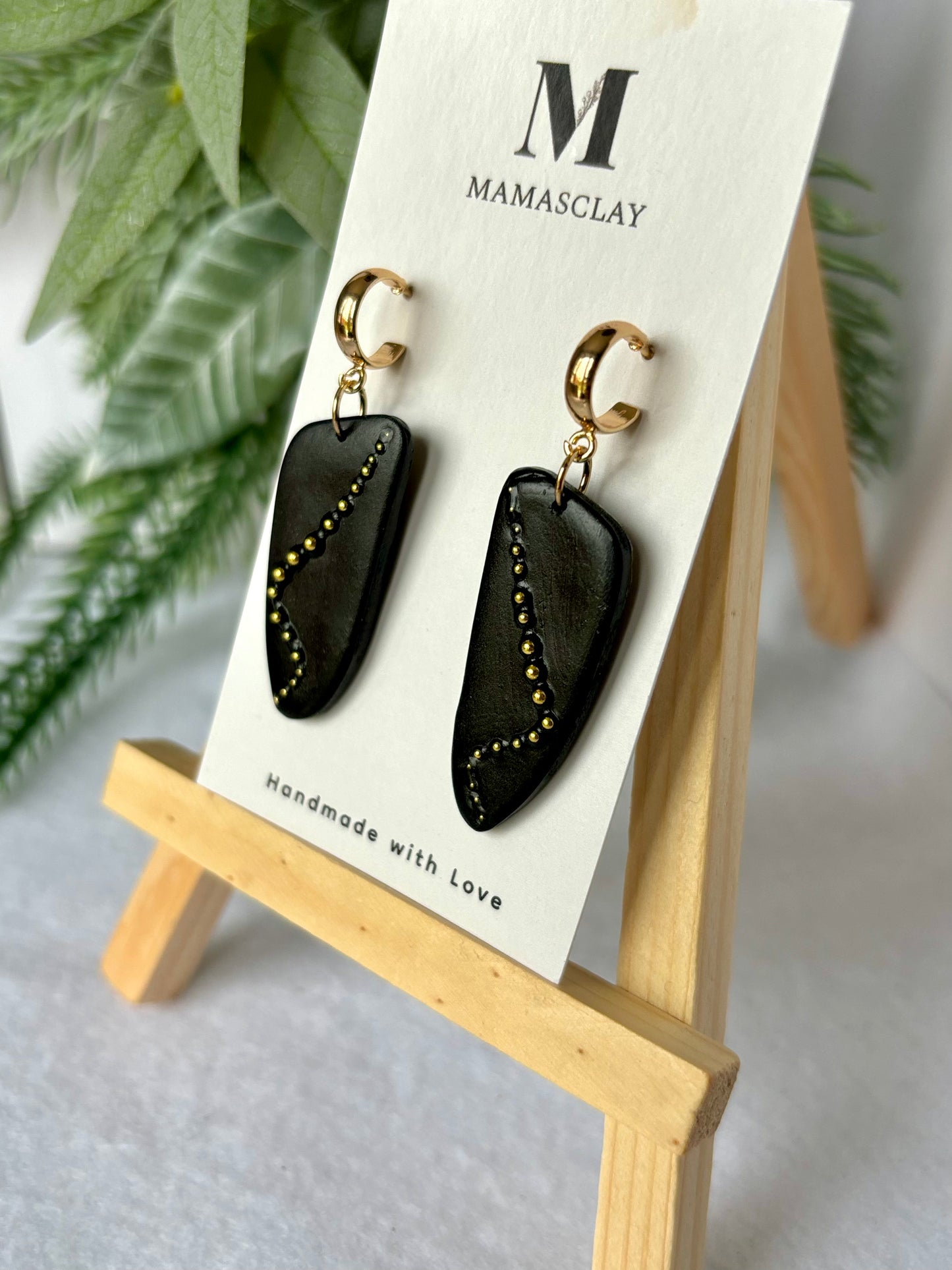 Gold and Black Elegant Earrings
