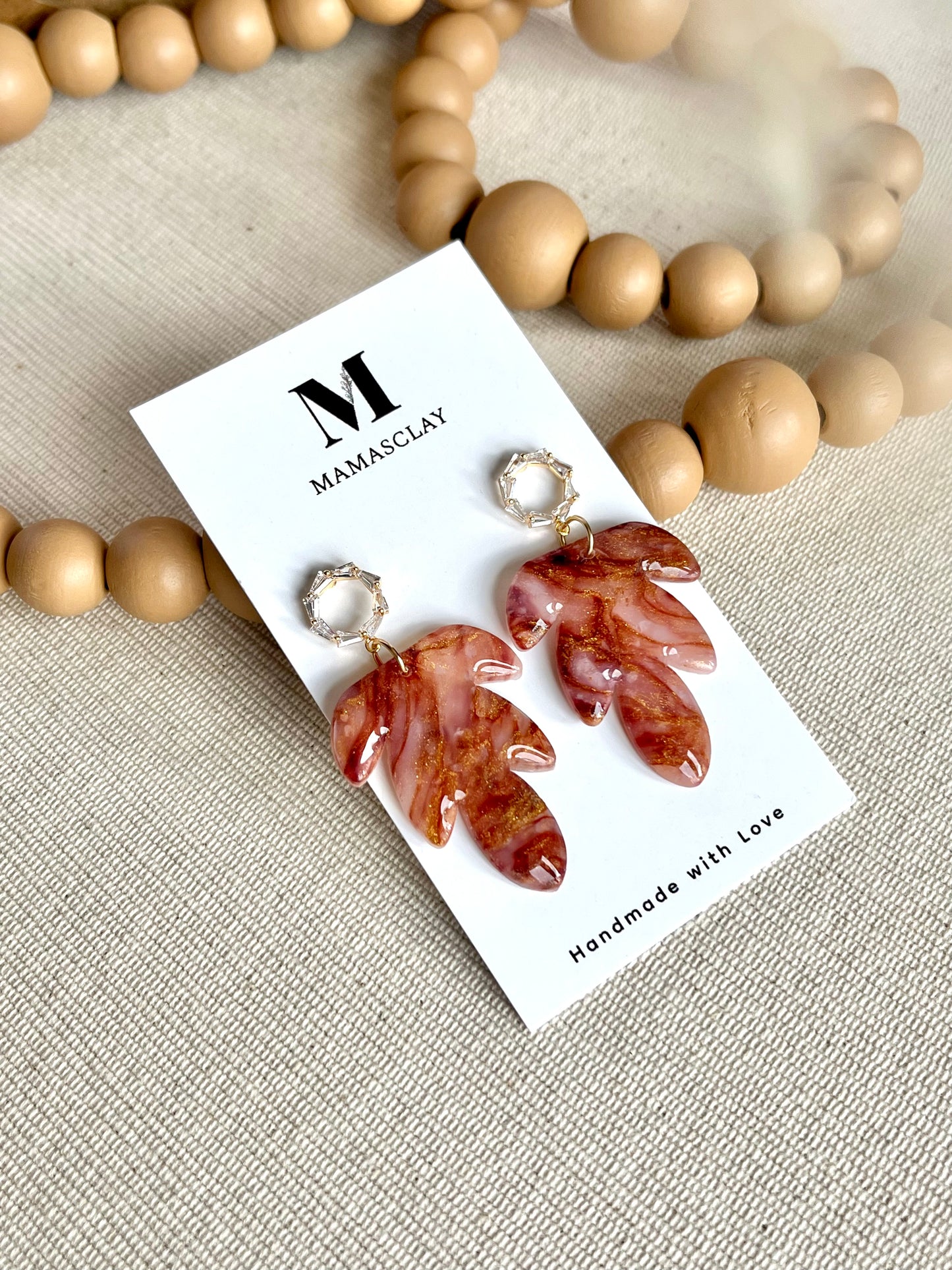 Chestnut and Gold Leaf Earrings