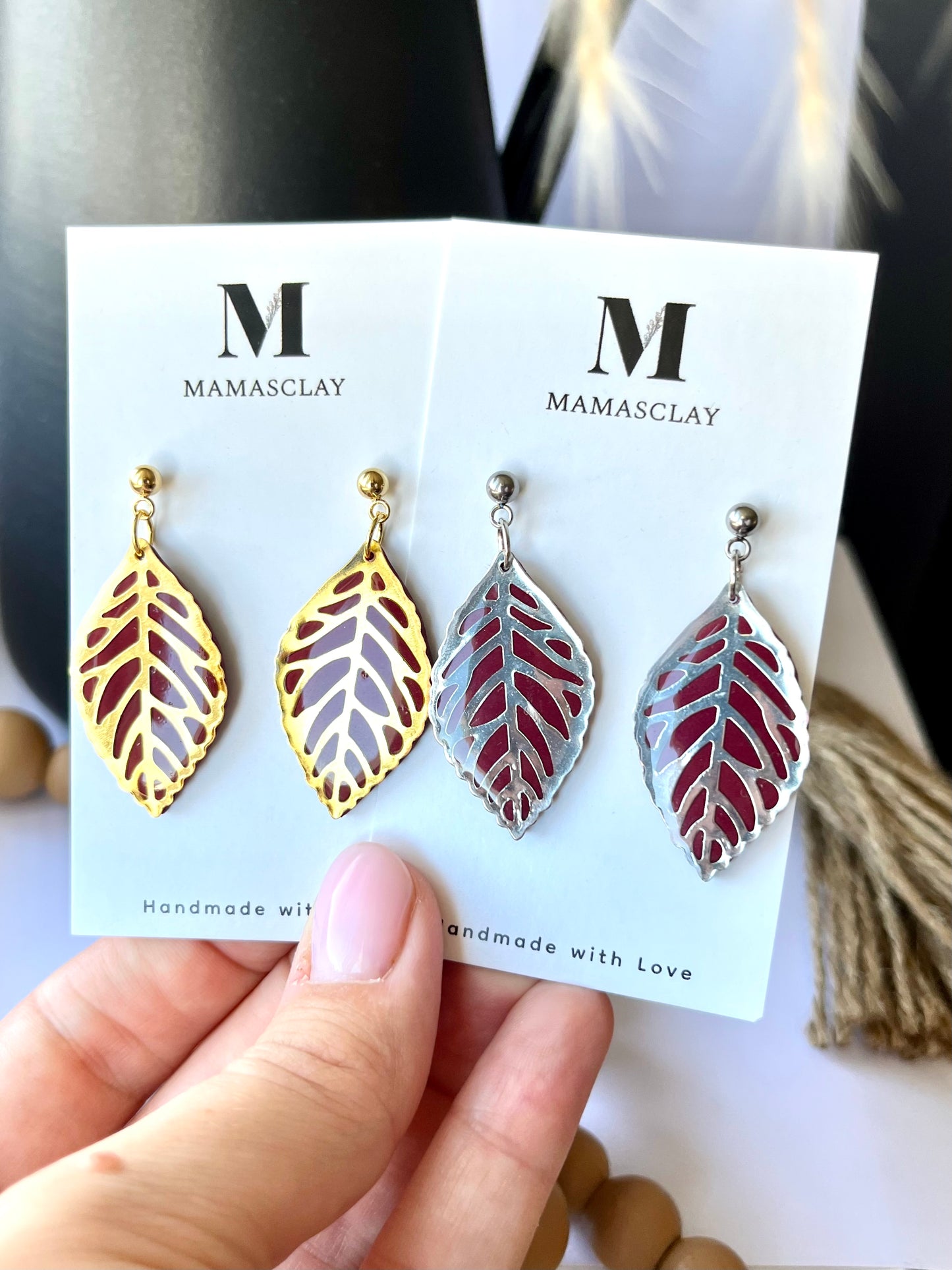 Golden and Silver Leaves Earrings