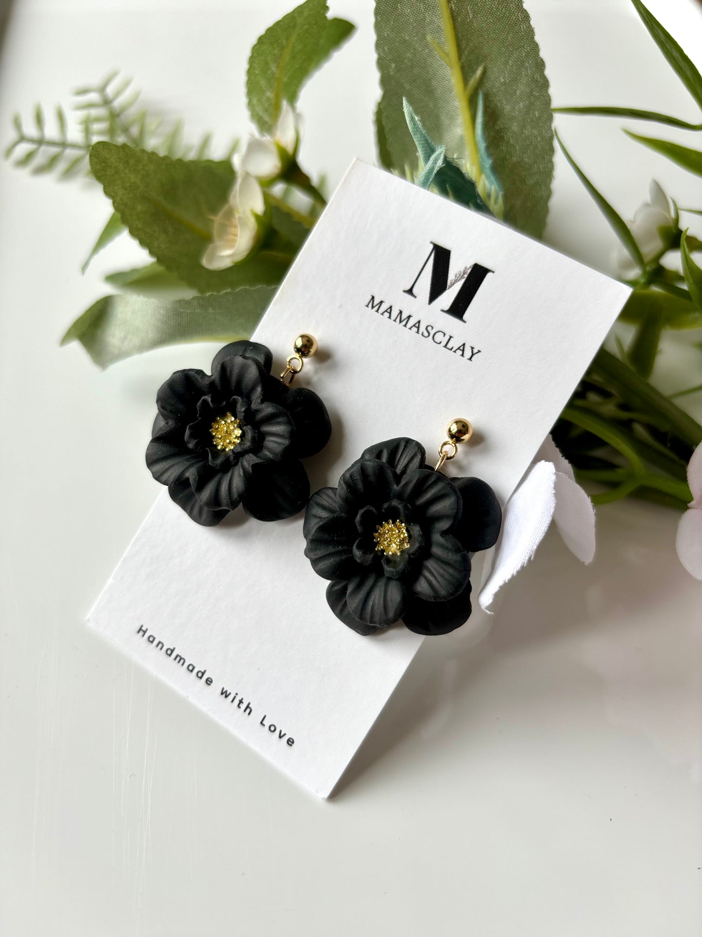 Black Flower Earrings