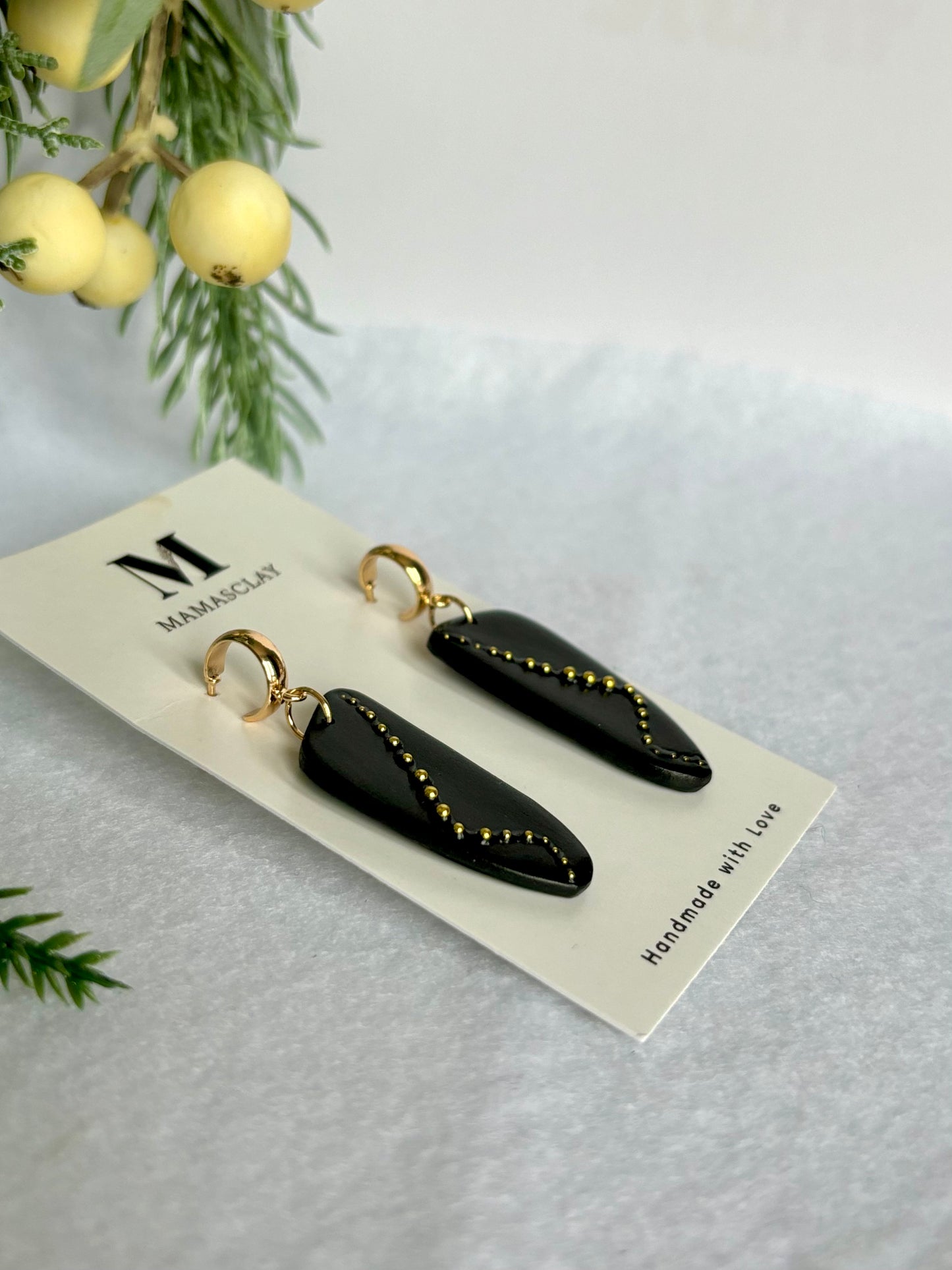 Gold and Black Elegant Earrings
