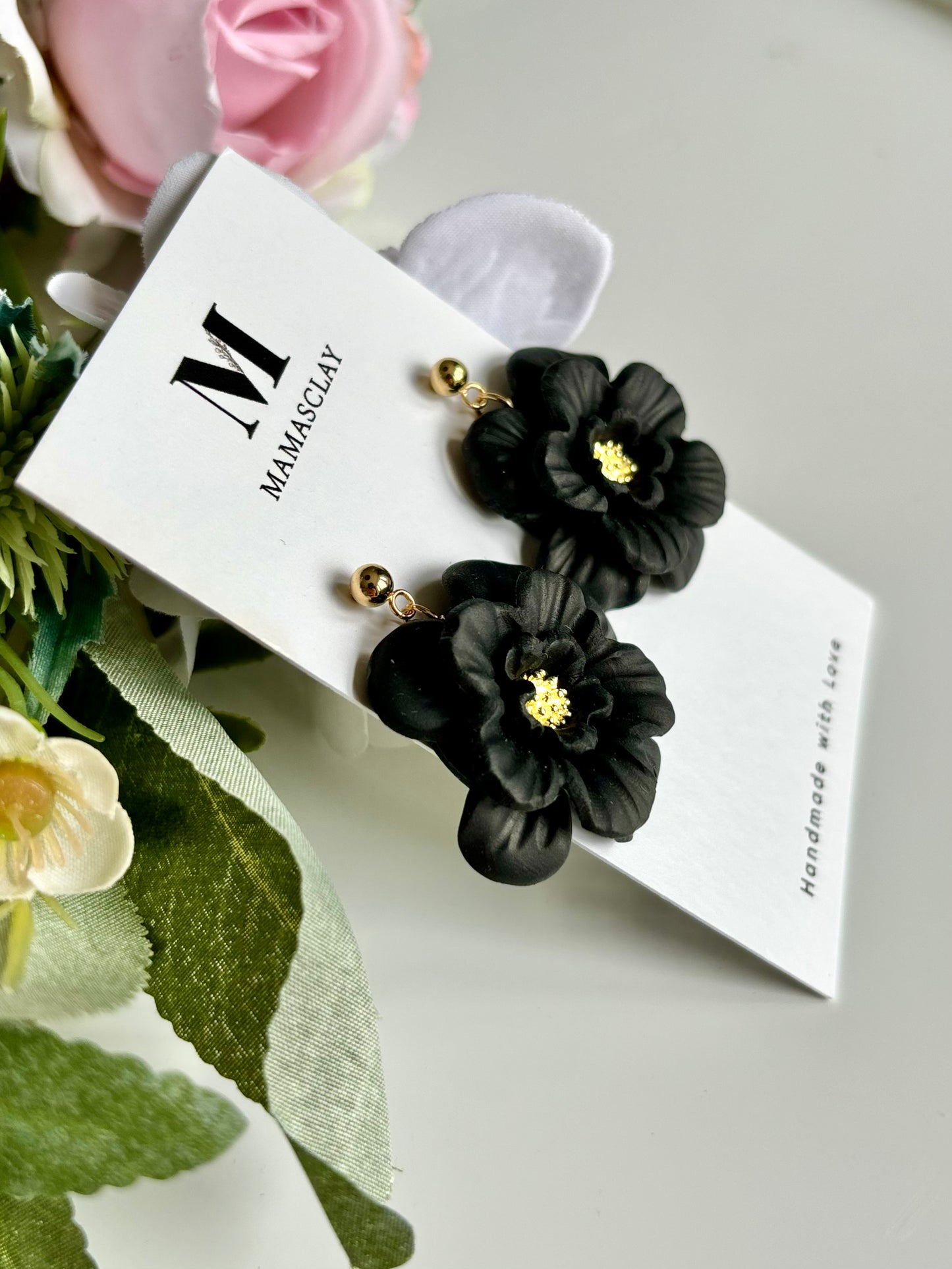 Black Flower Earrings