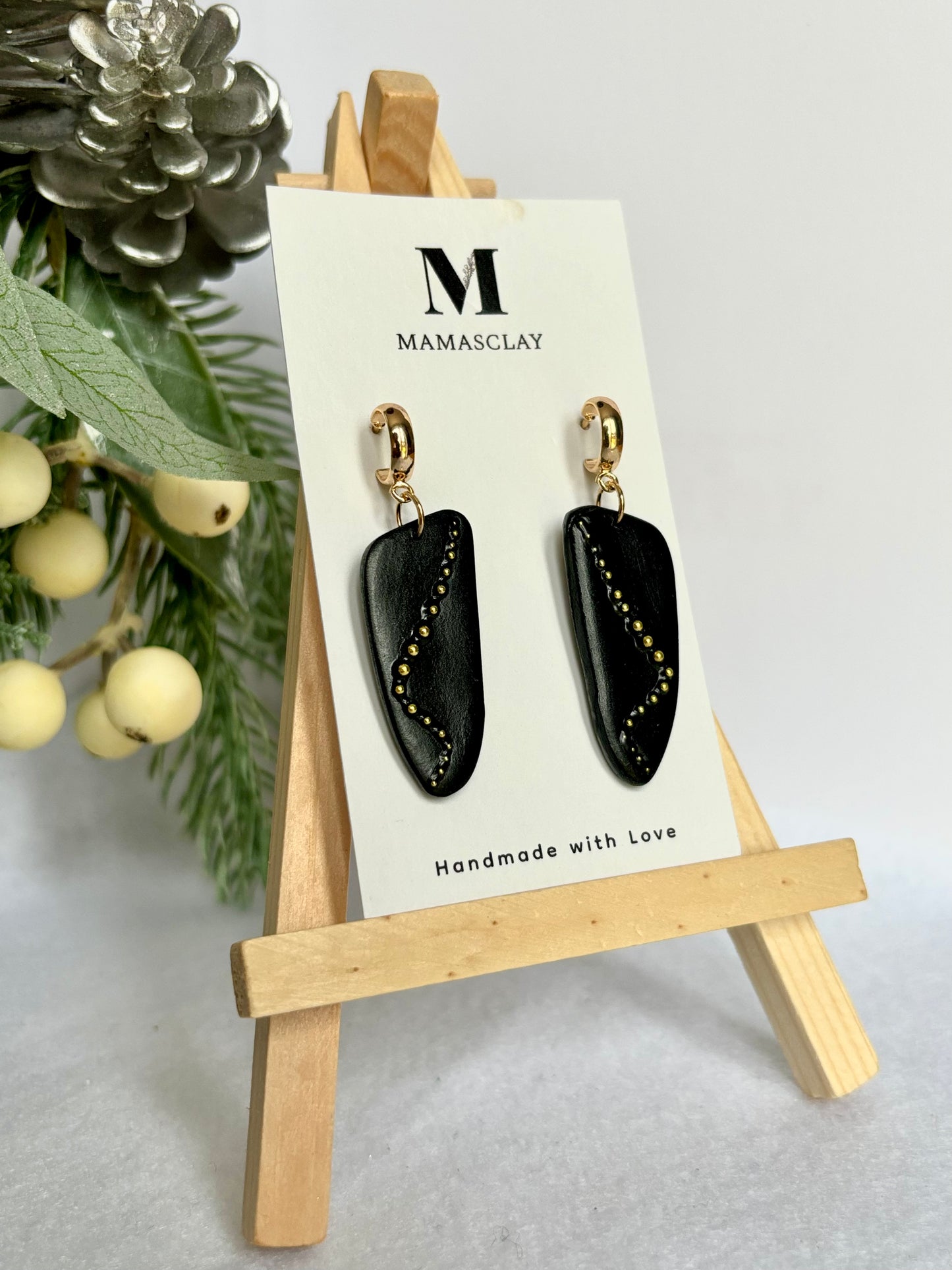 Gold and Black Elegant Earrings