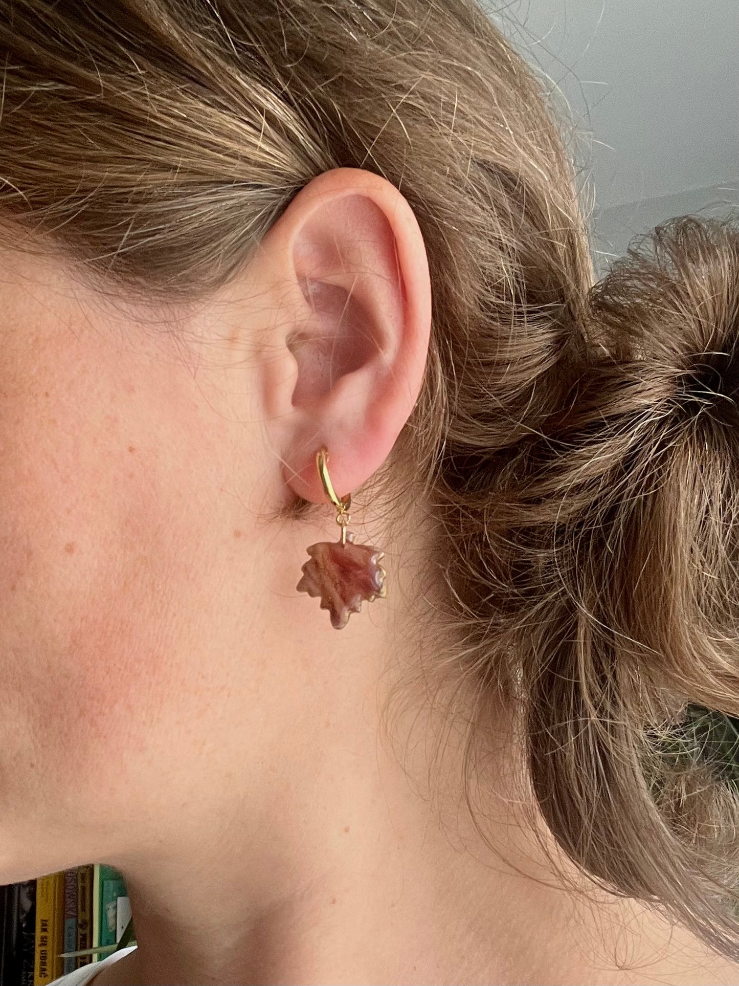 Chestnut and Gold Maple Leaf Earrings