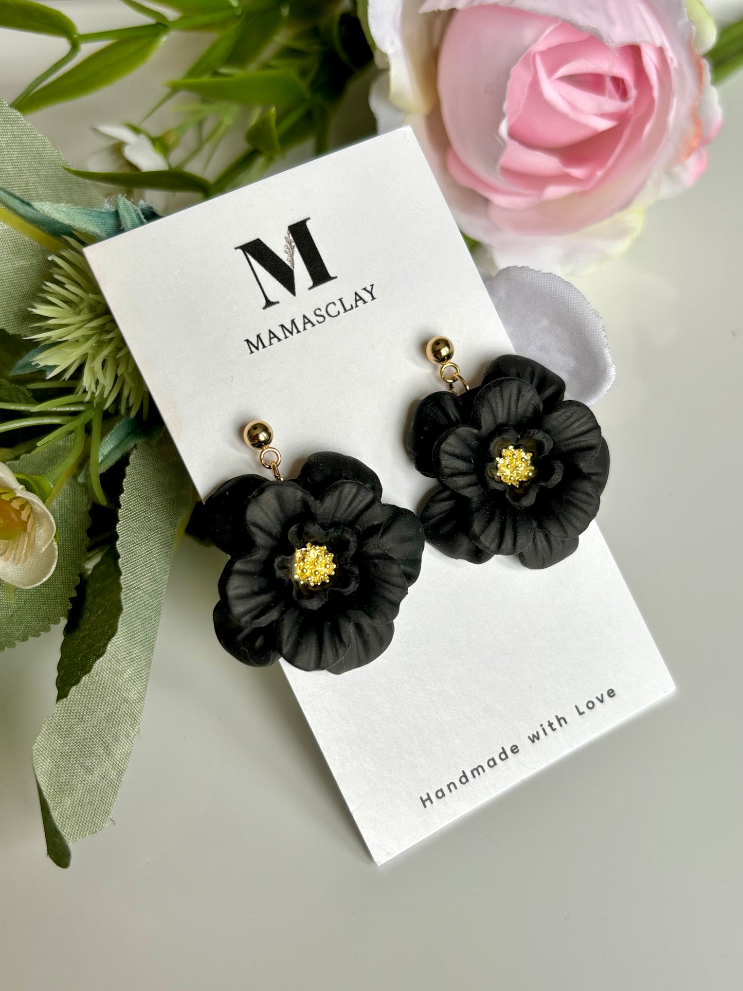 Black Flower Earrings