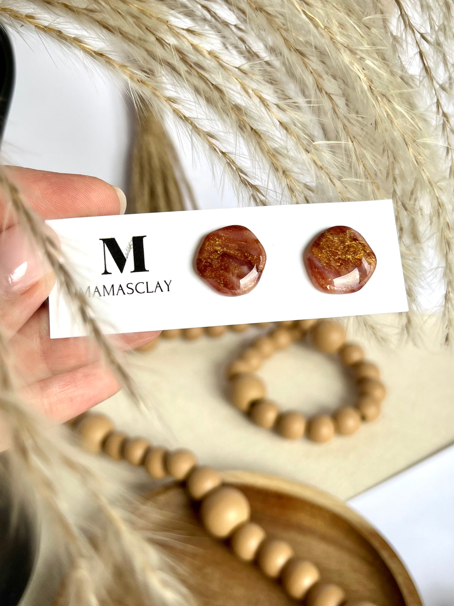 Chestnut Brown and Gold Autumn Studs