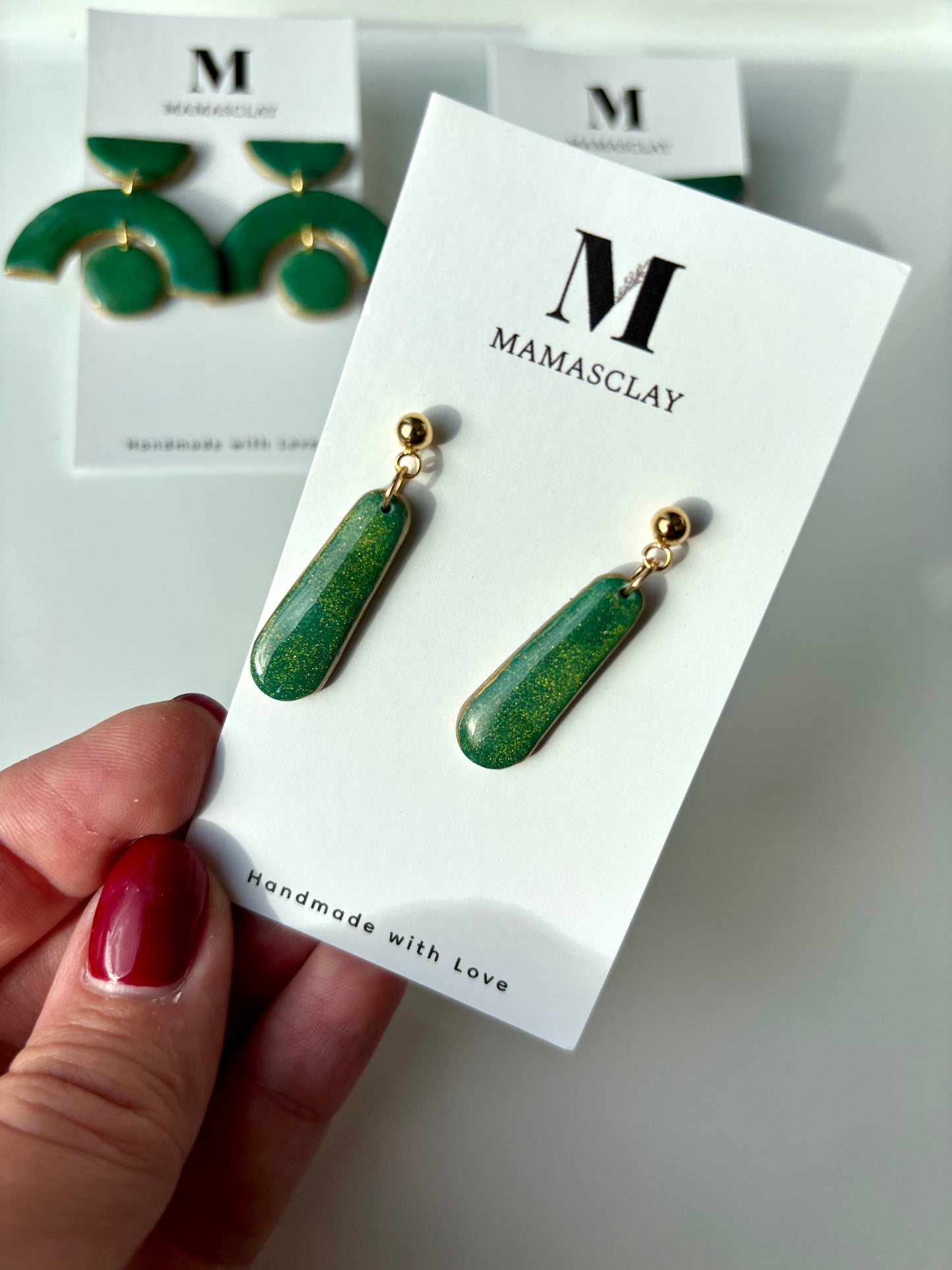 Green and Gold Drop Earrings