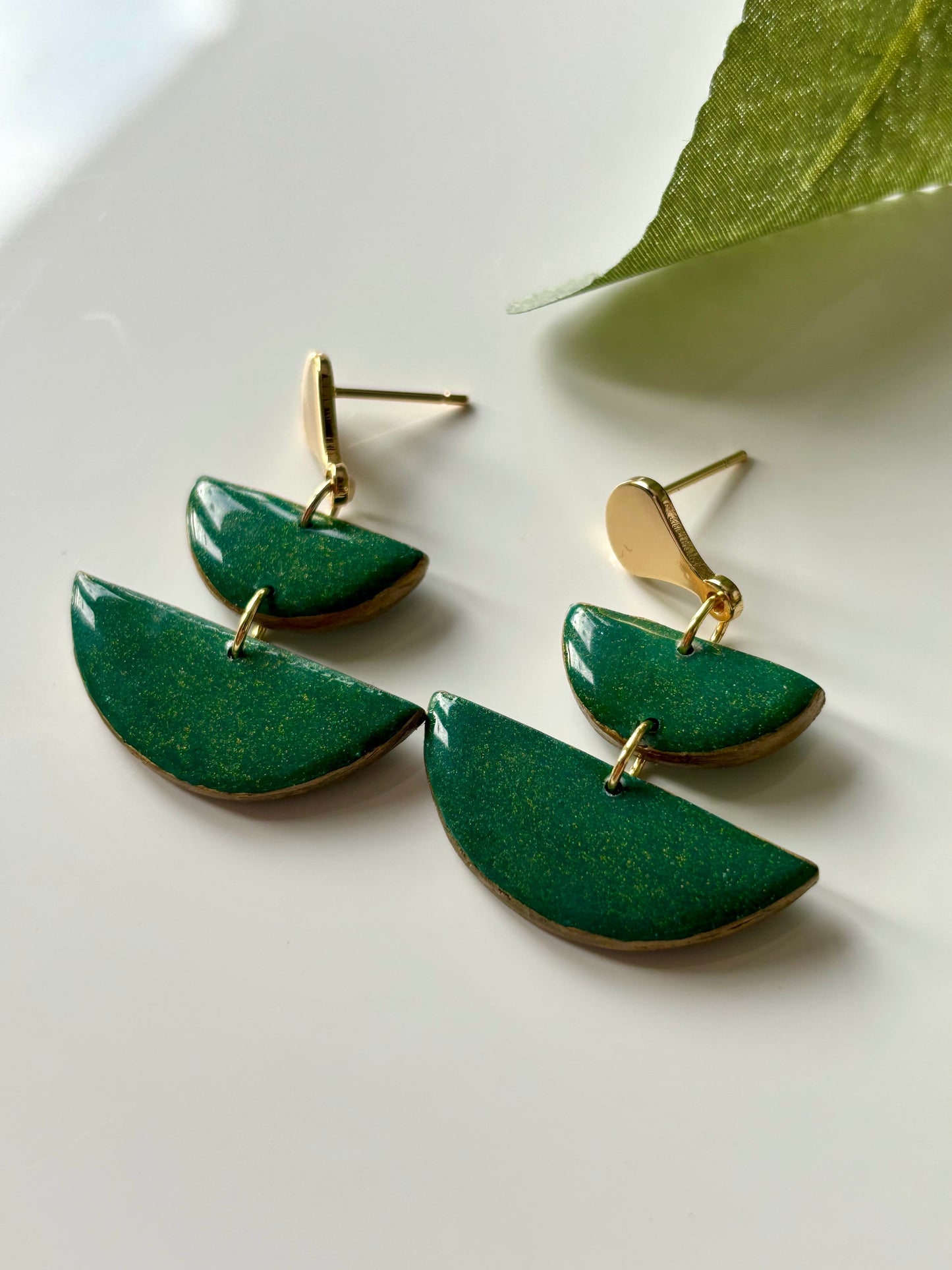 Green and Gold Dangles (Double)