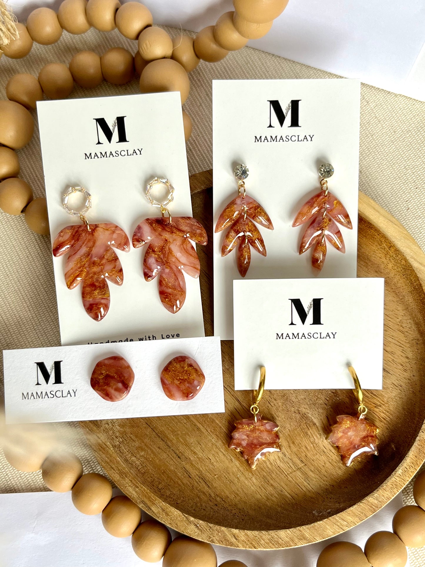 Chestnut and Gold Tiered Leaf Earrings