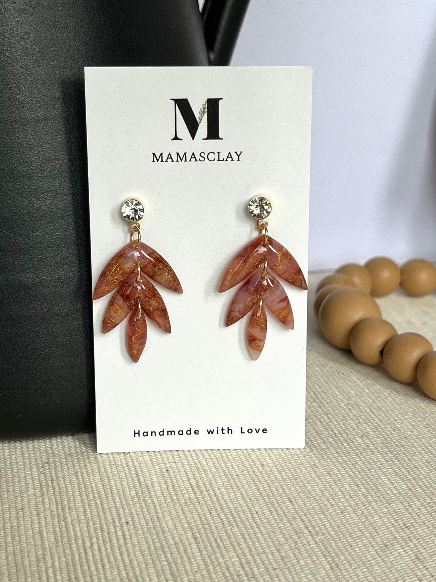 Chestnut and Gold Tiered Leaf Earrings