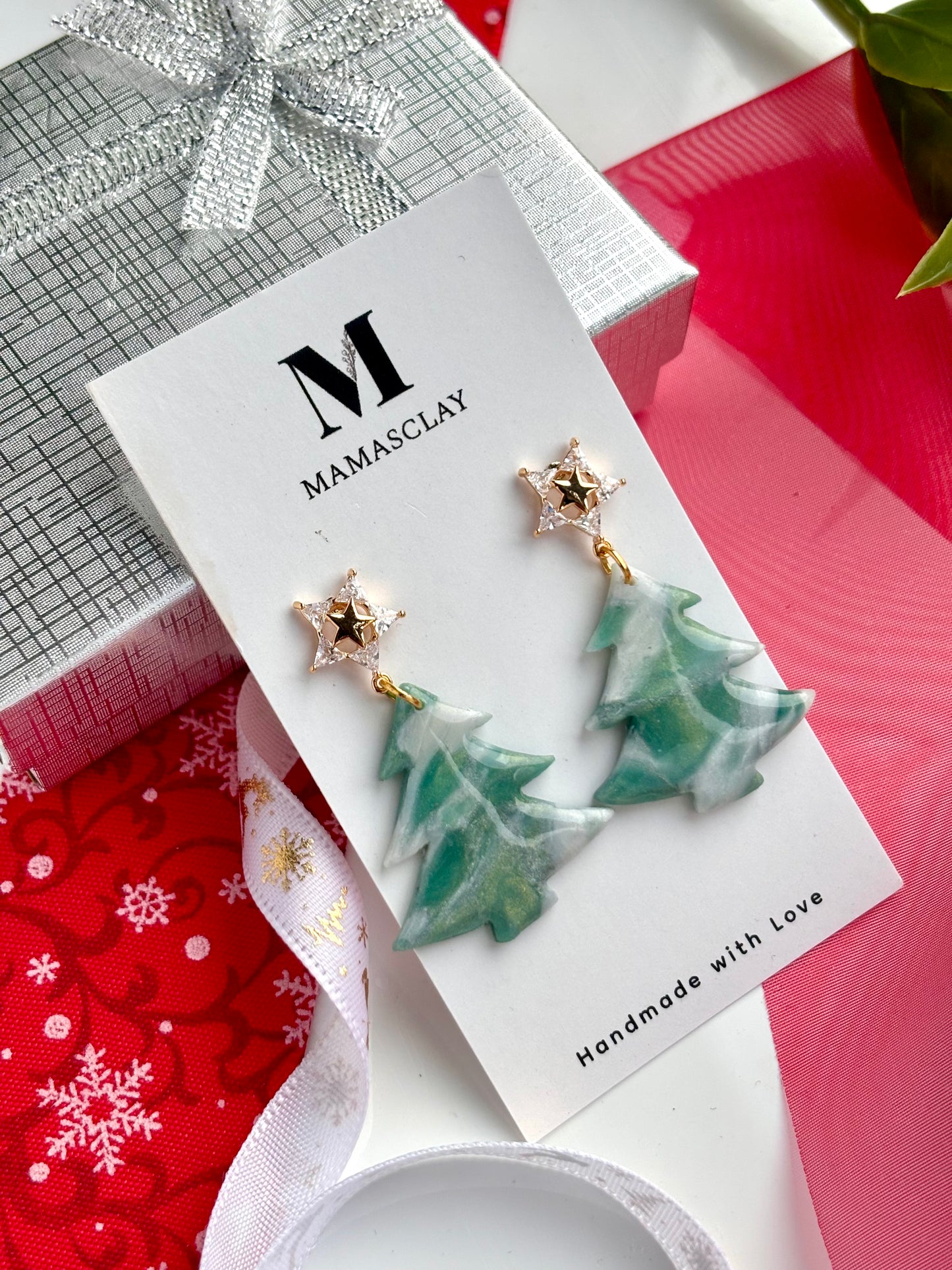 Emerald Star Tree Earrings
