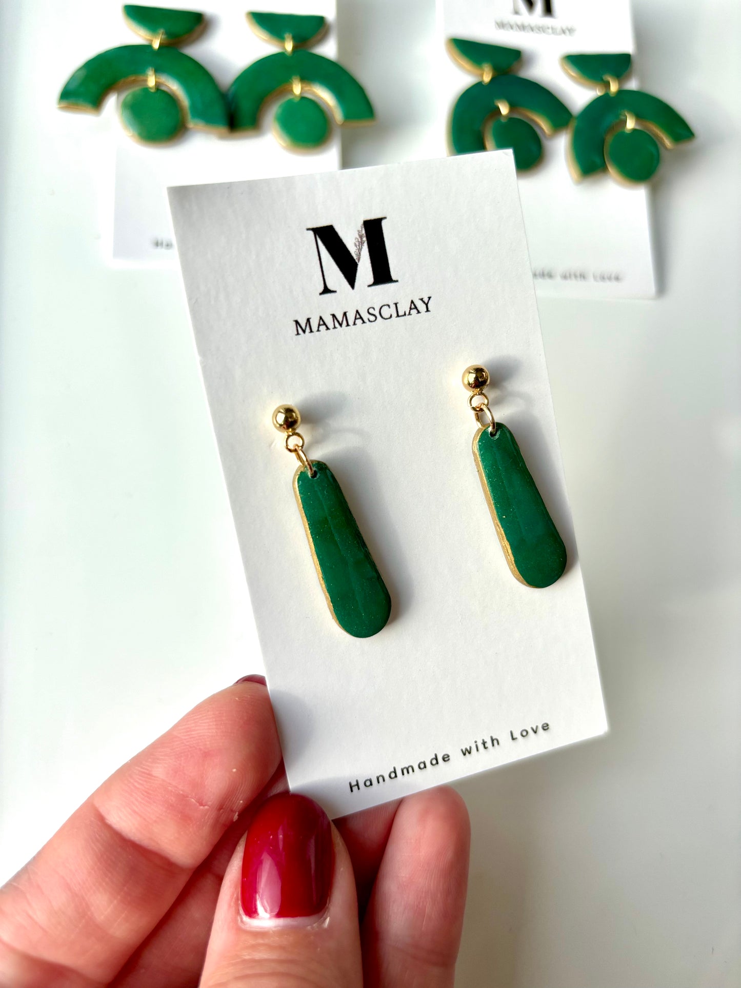 Green and Gold Drop Earrings