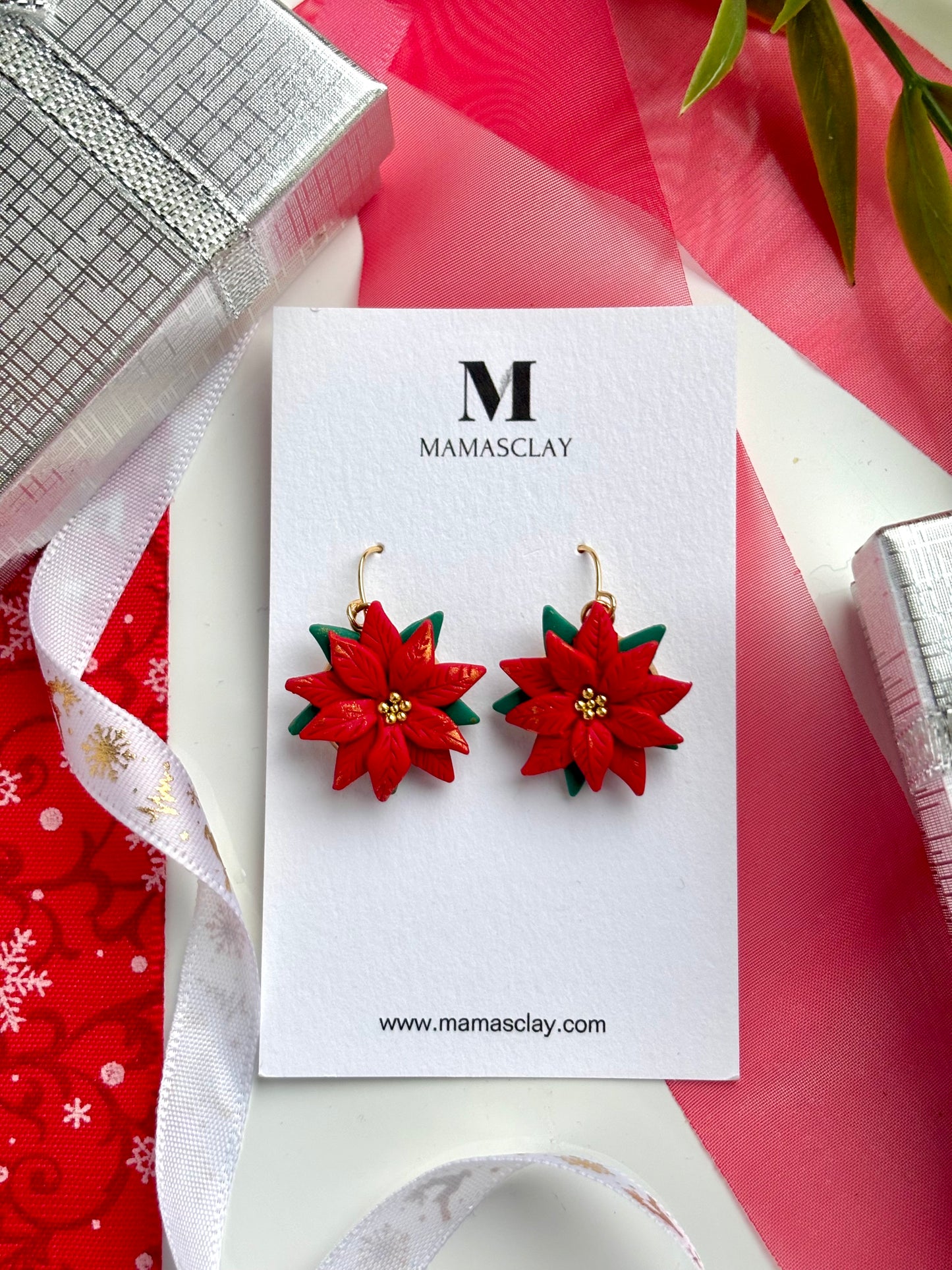 Poinsettia Earrings