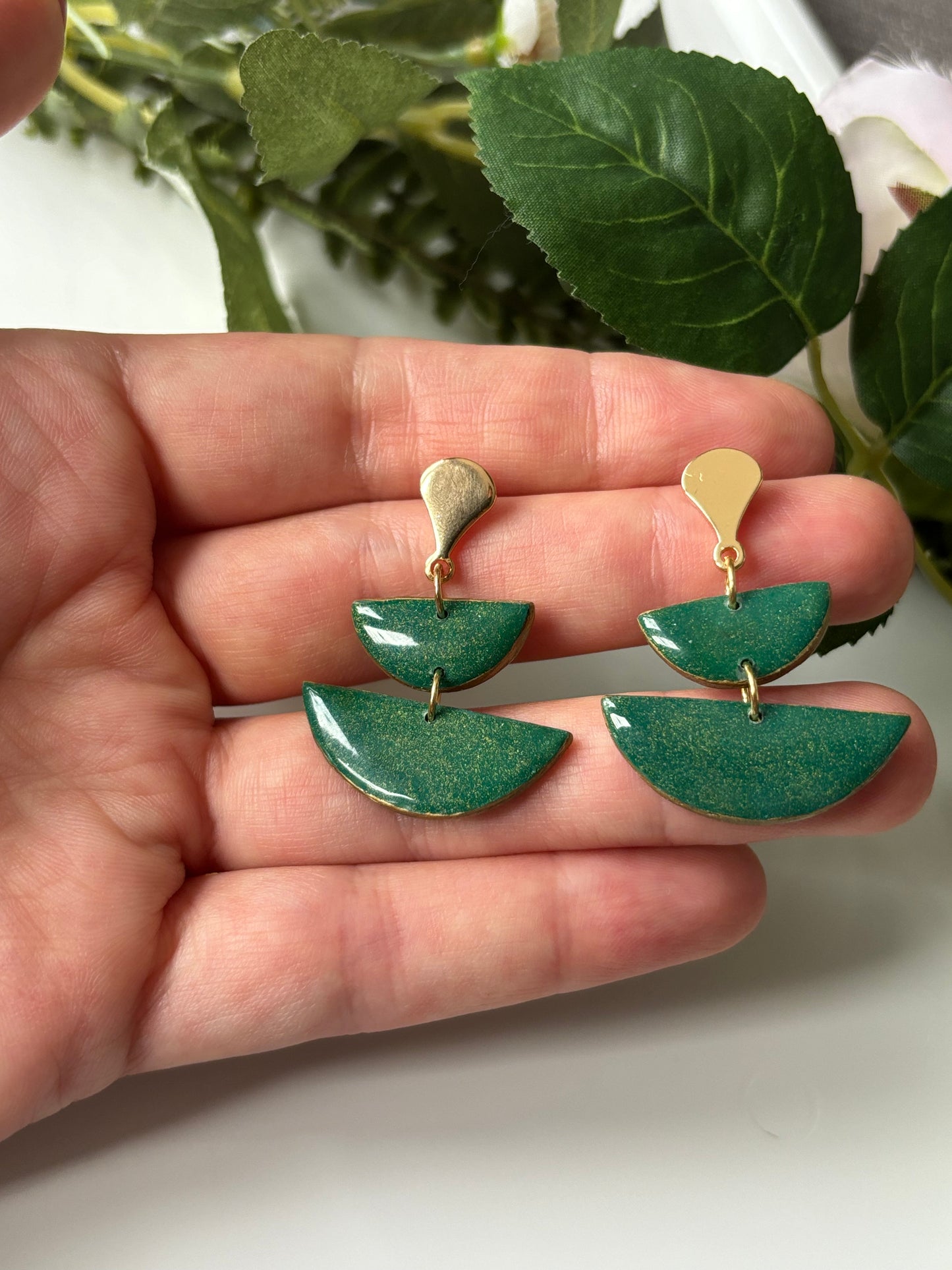 Green and Gold Dangles (Double)