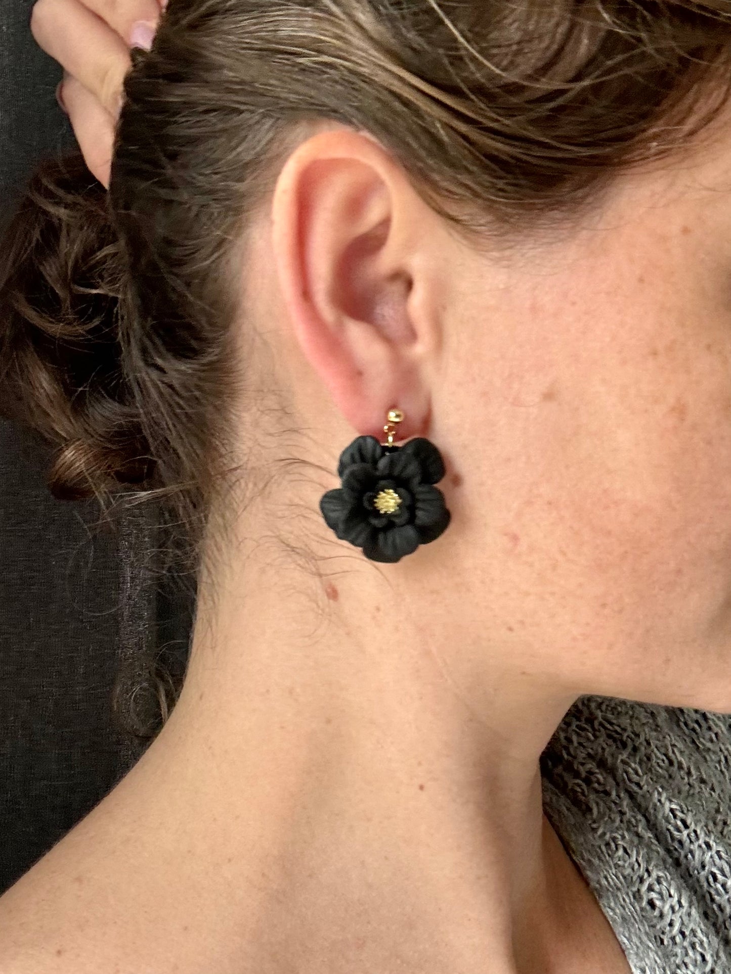 Black Flower Earrings