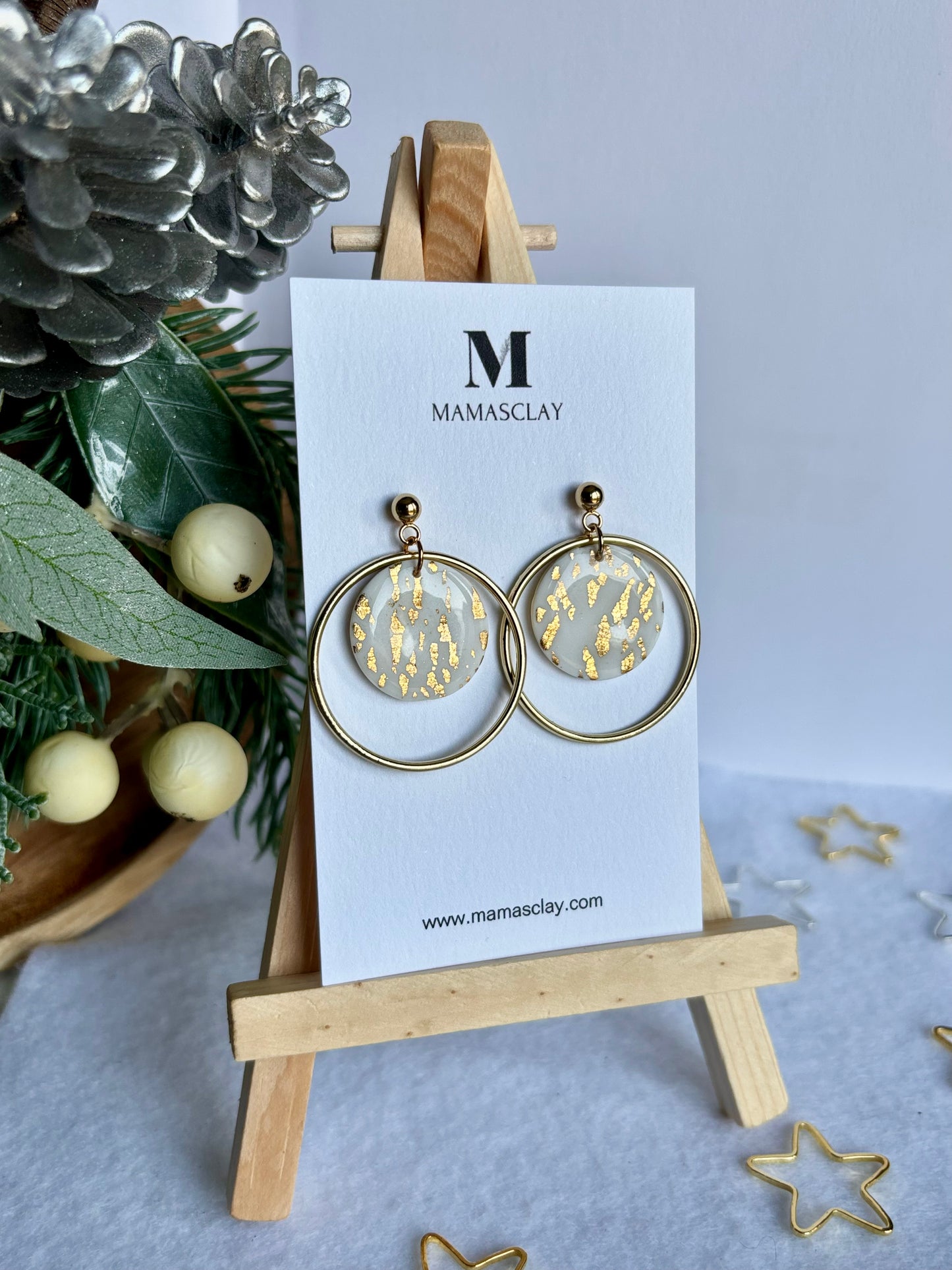 White and Gold Earrings