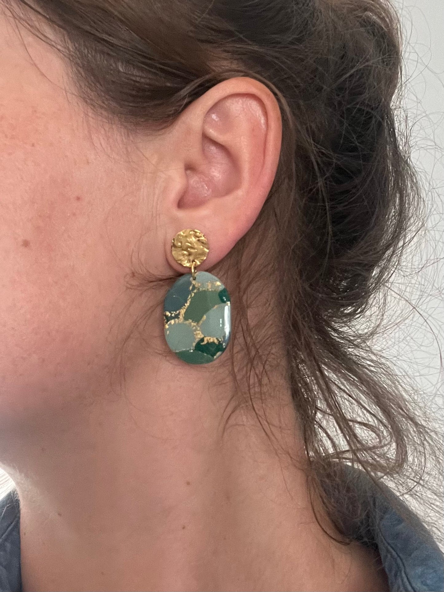 Green Shades Oval Dangles