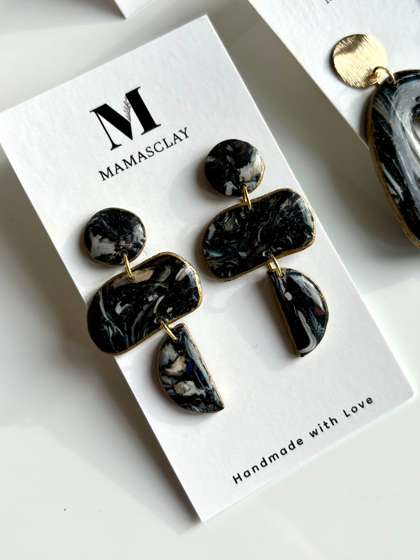 Black Marble Pebble Dangles