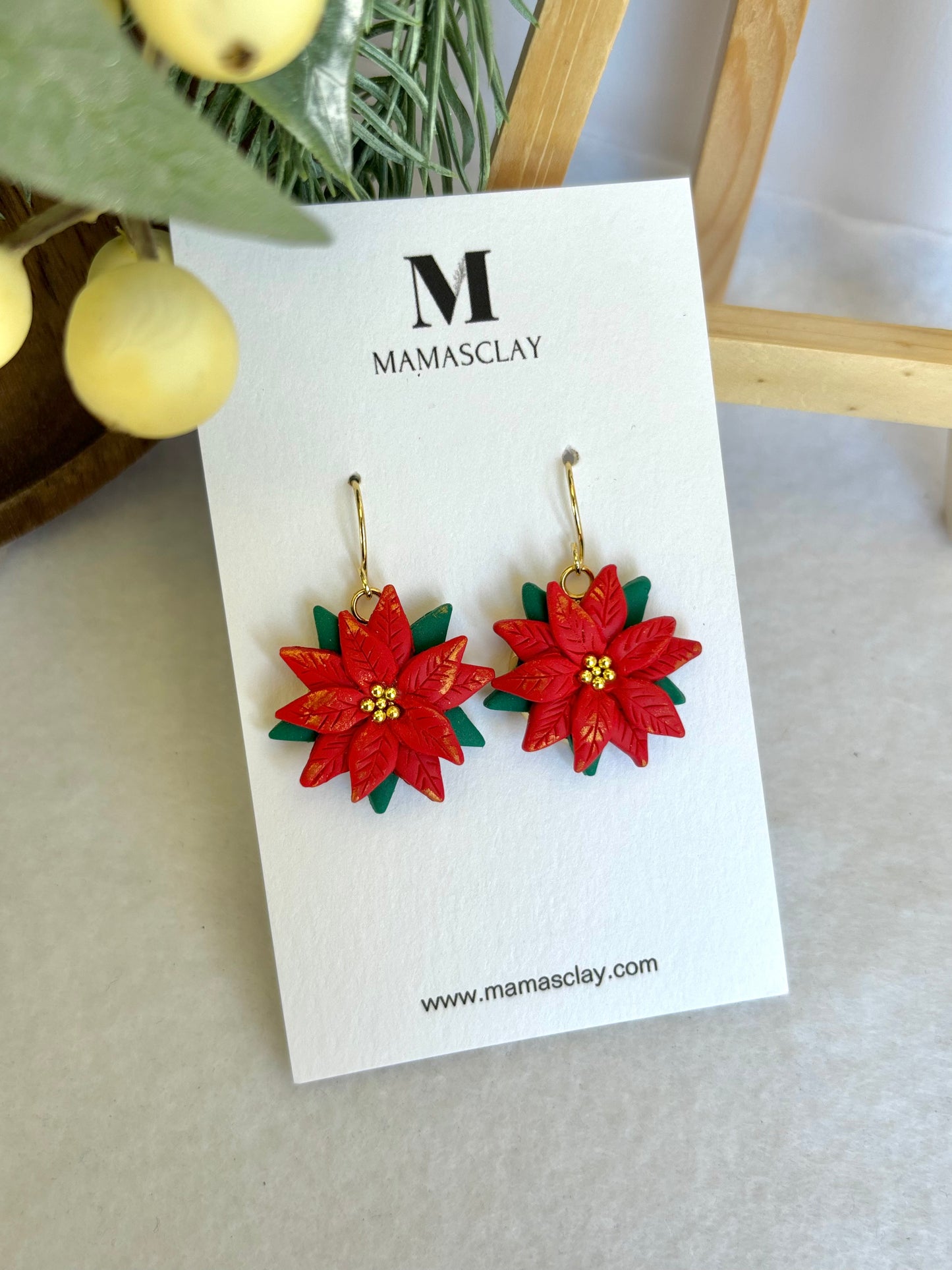 Poinsettia Earrings