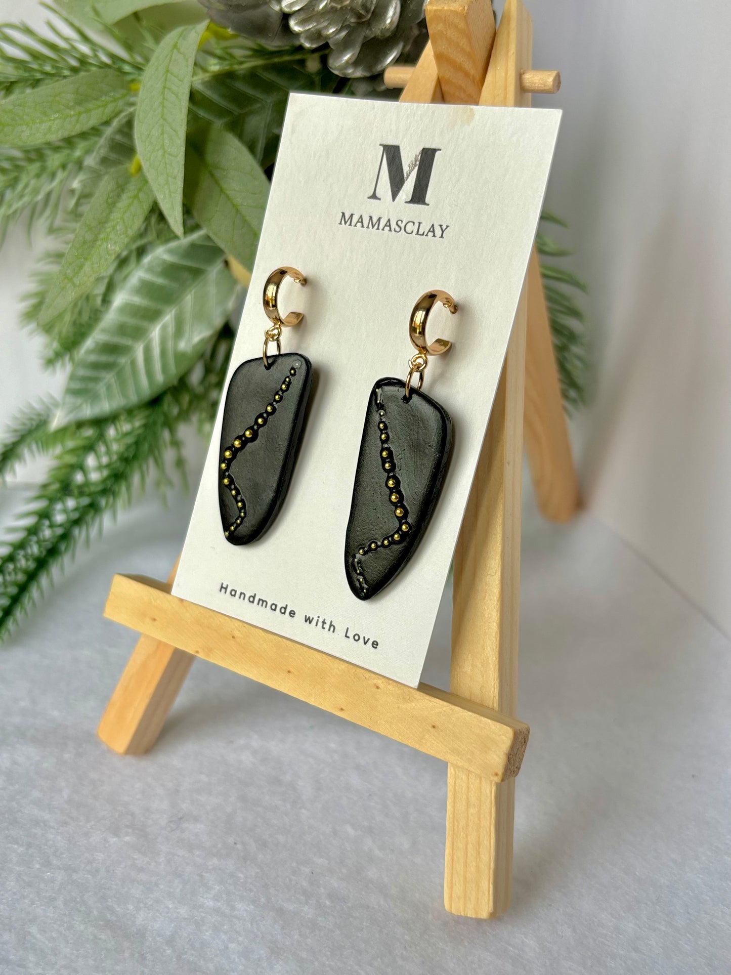 Gold and Black Elegant Earrings