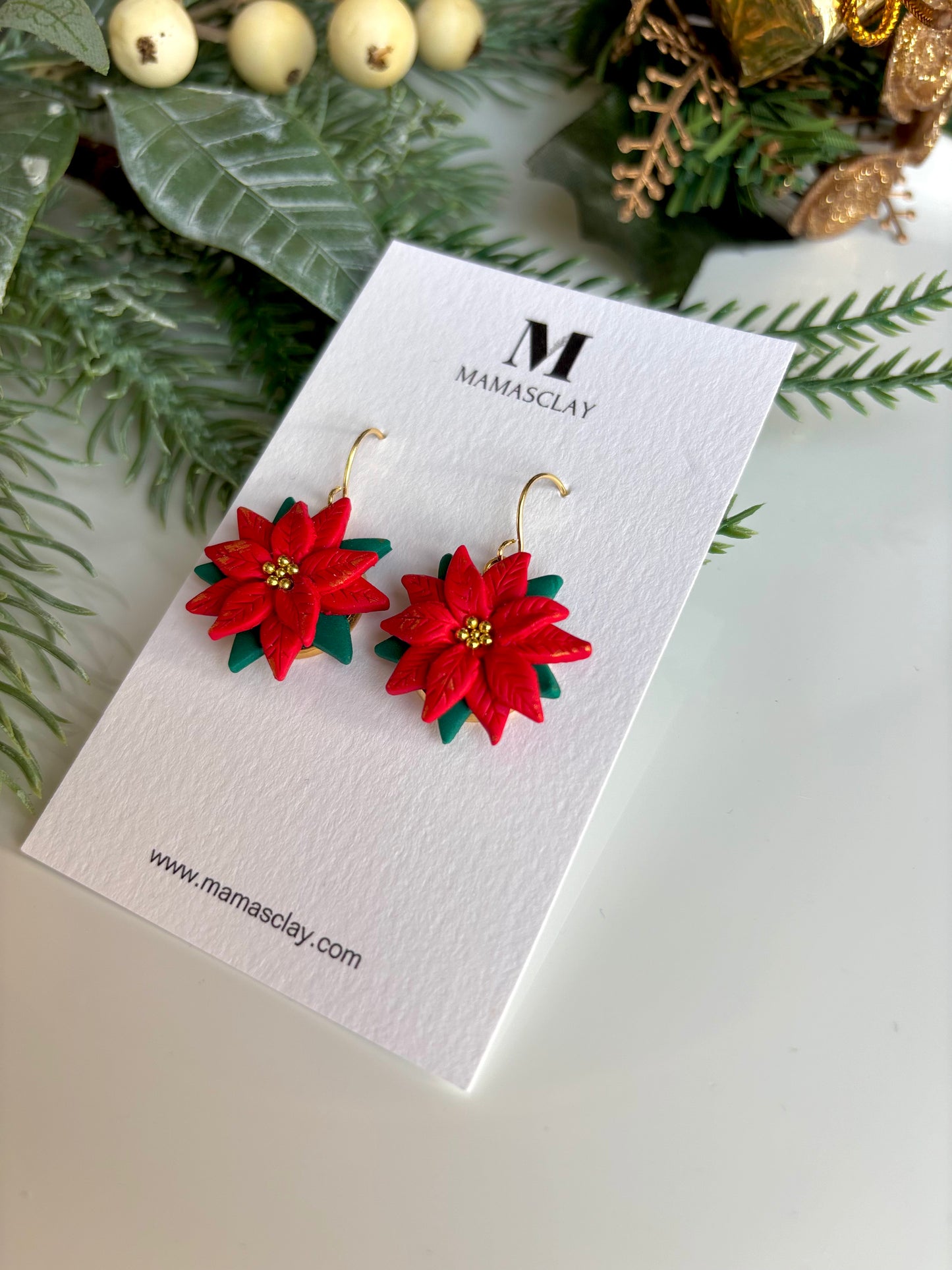 Poinsettia Earrings