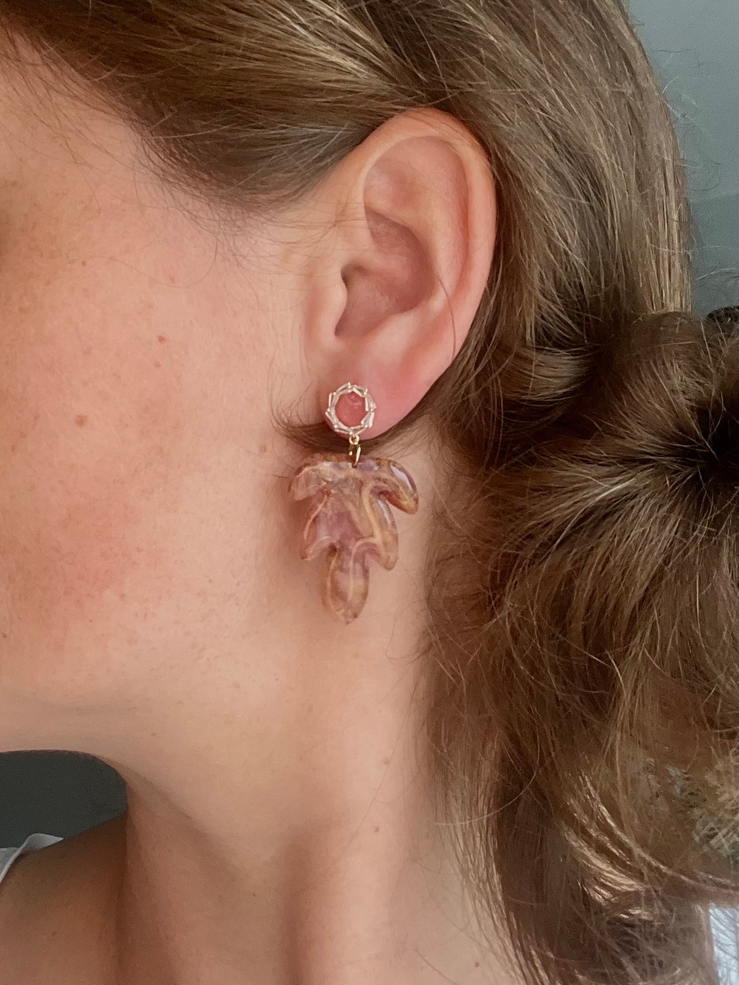 Chestnut and Gold Leaf Earrings