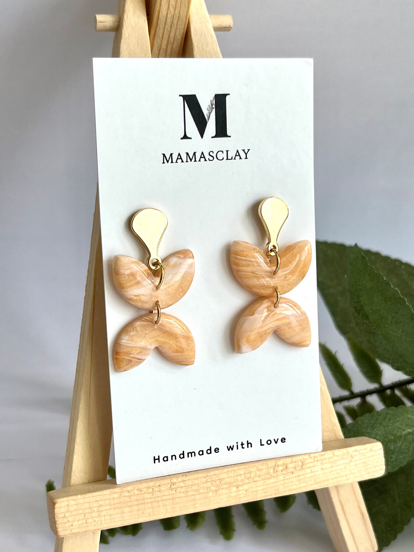 Golden Marble Leaf Dangles