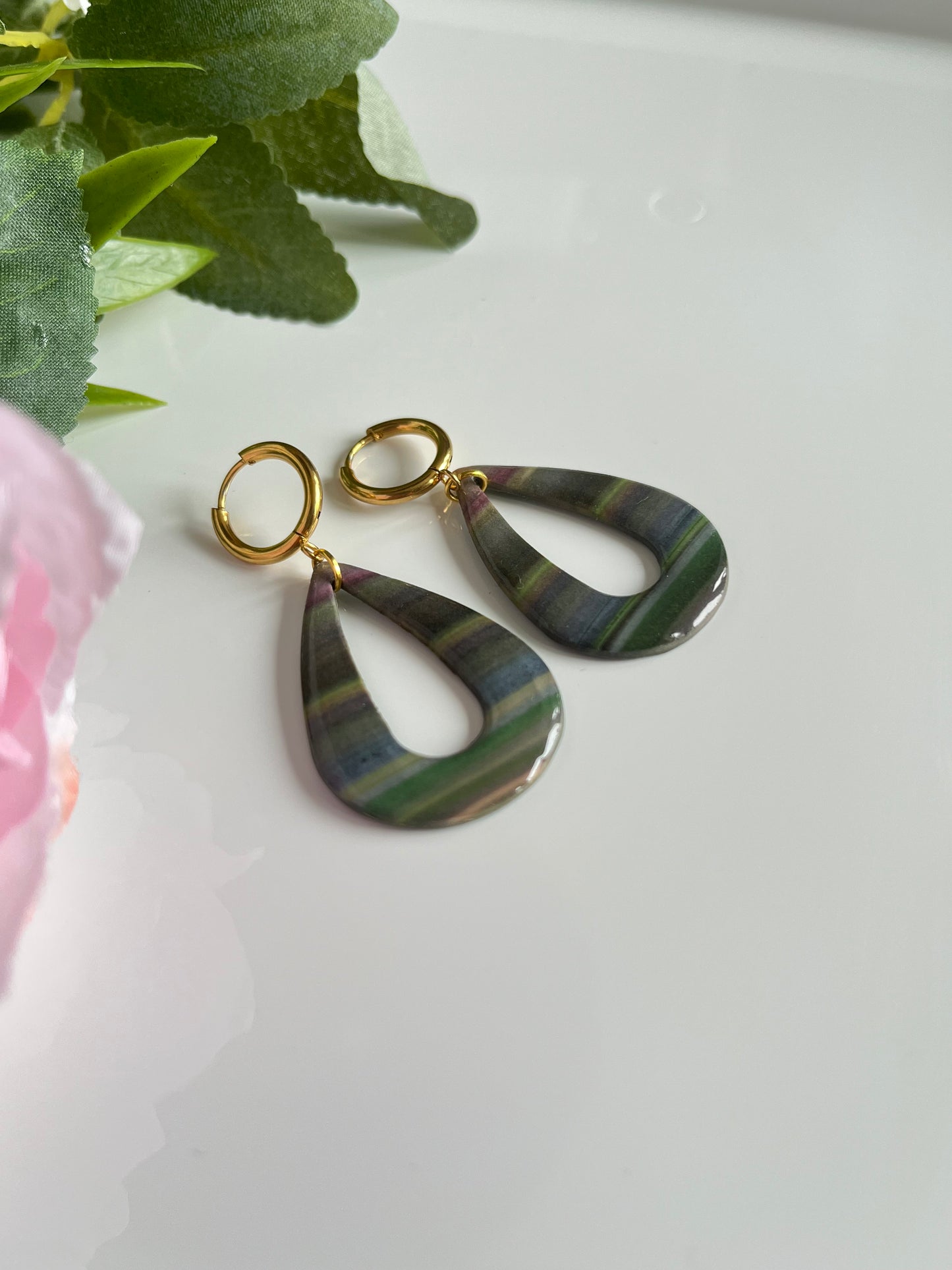 Stripy Teardrop Earrings