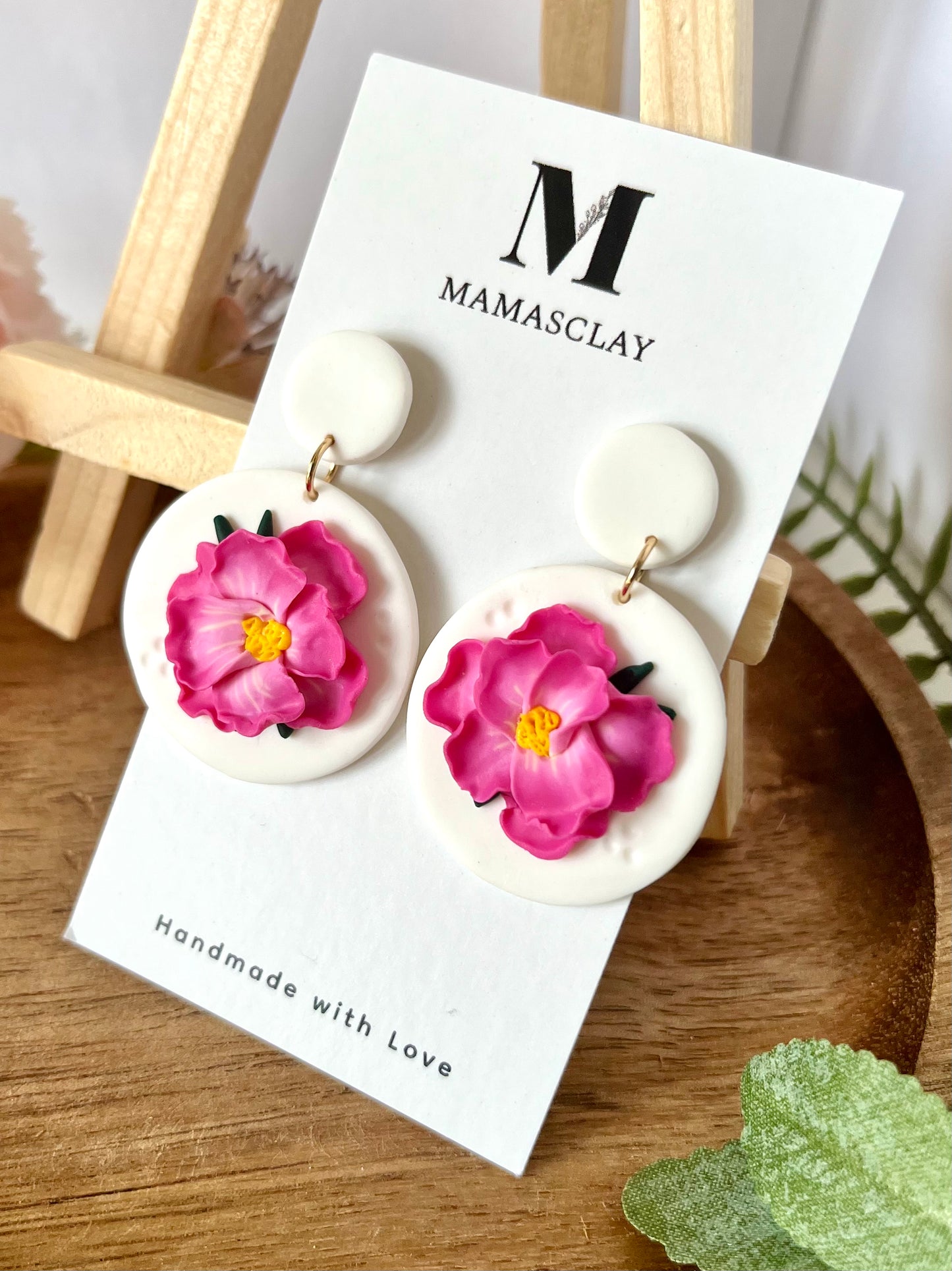 Pink Flower Dangles / White Background