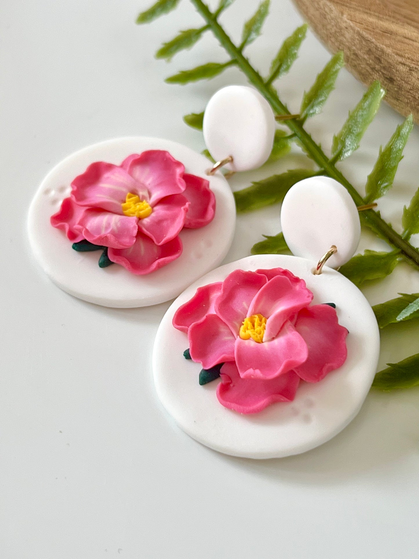 Pink Flower Dangles / White Background