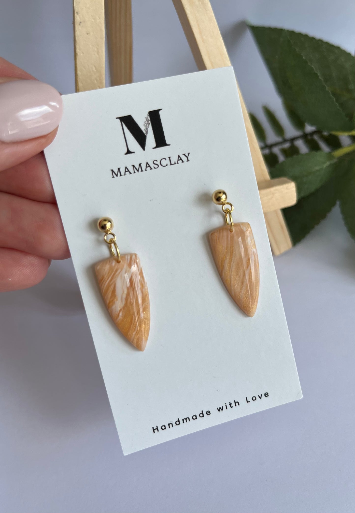 Golden Marble Shield Dangles