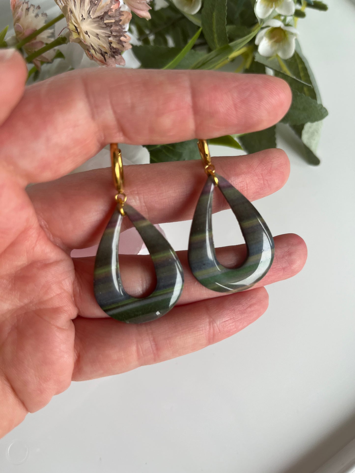 Stripy Teardrop Earrings
