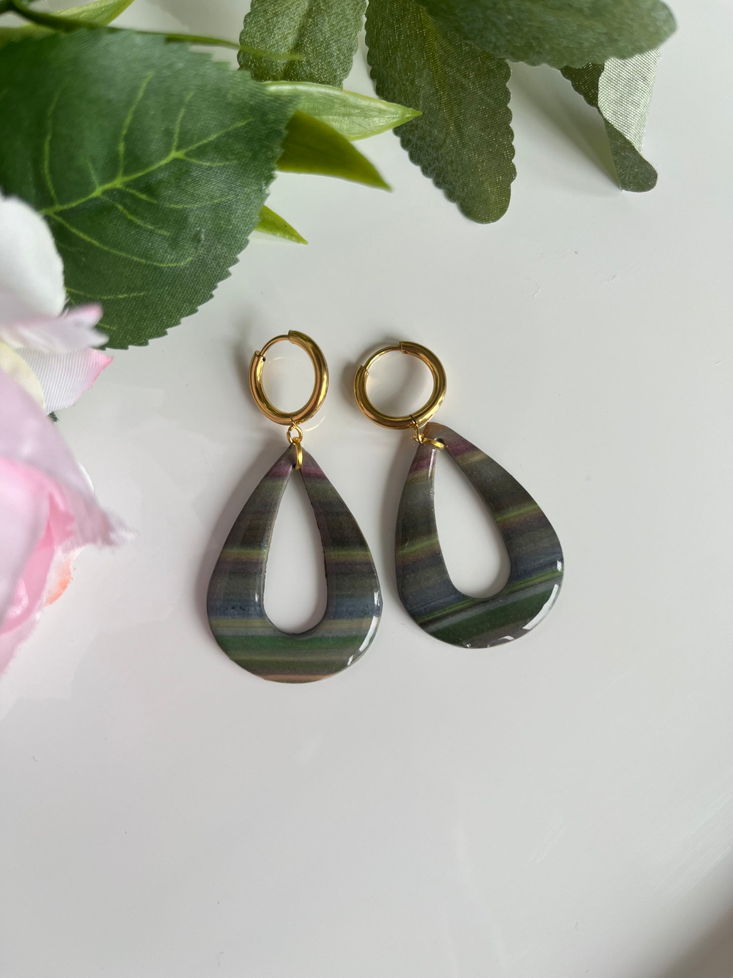 Stripy Teardrop Earrings