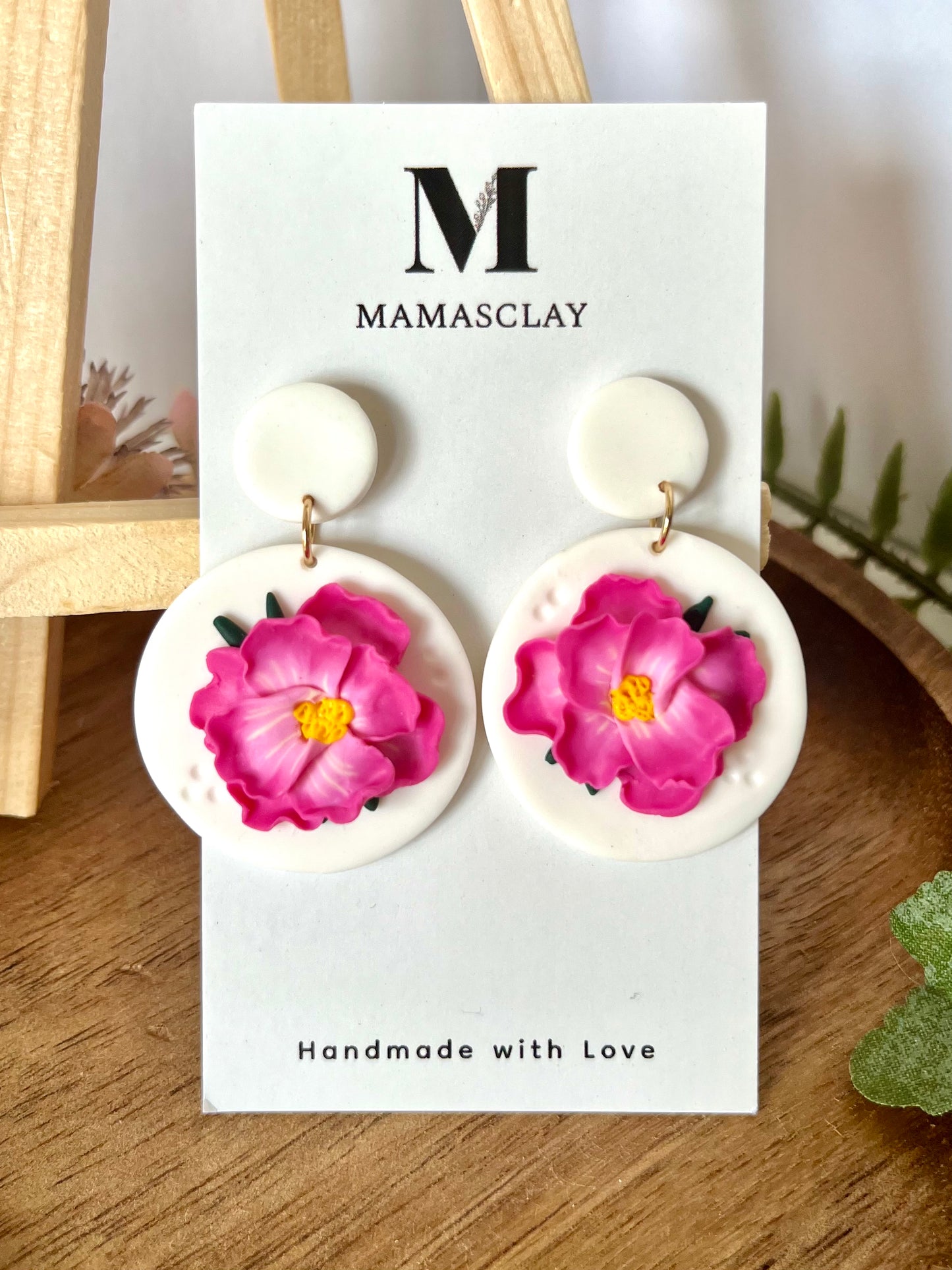 Pink Flower Dangles / White Background