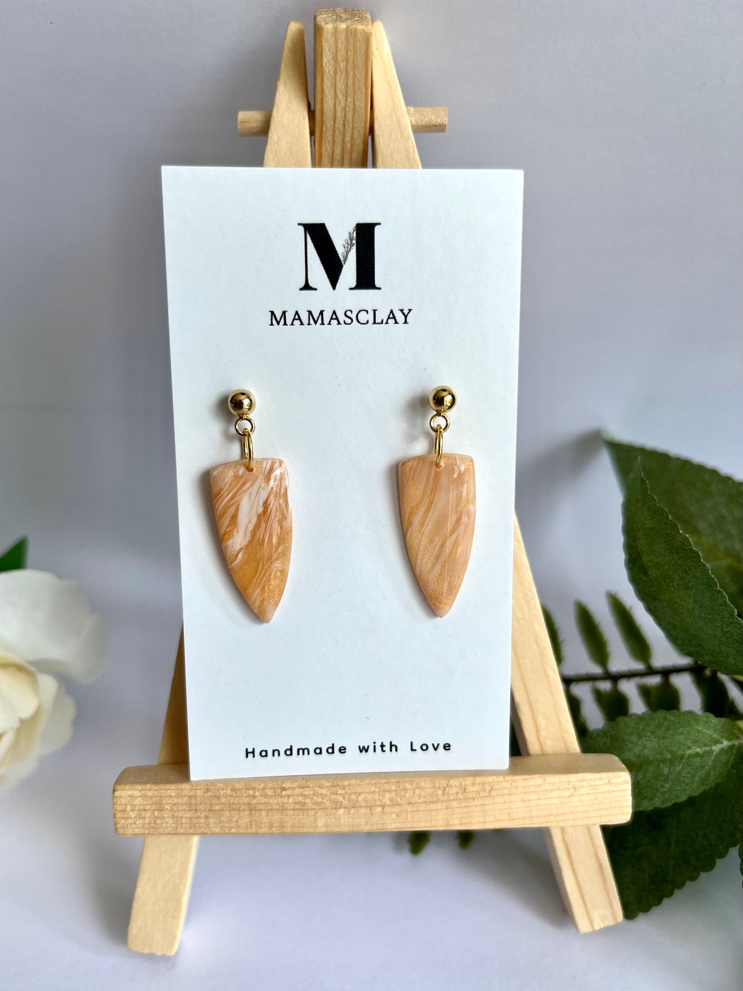 Golden Marble Shield Dangles