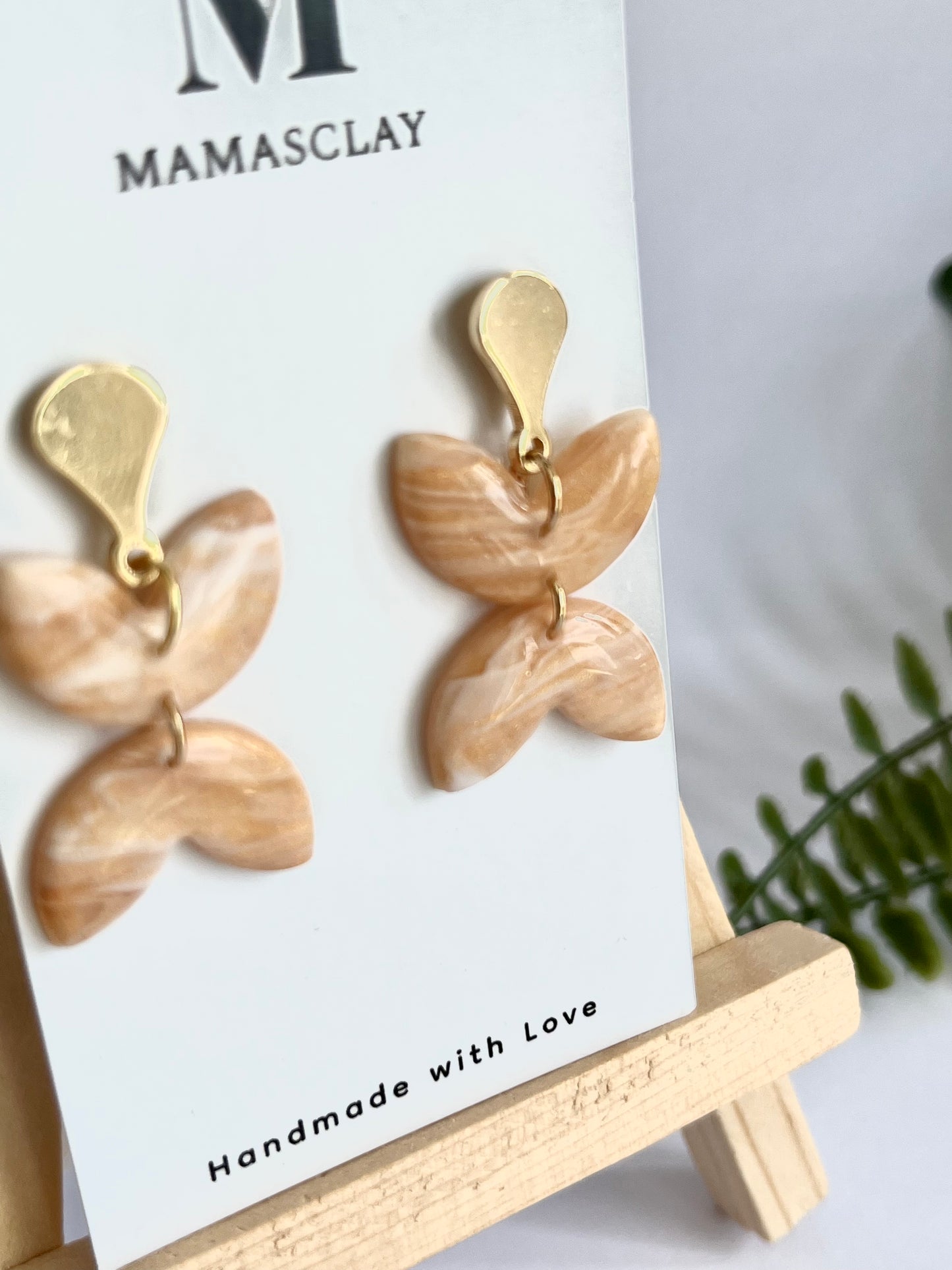 Golden Marble Leaf Dangles