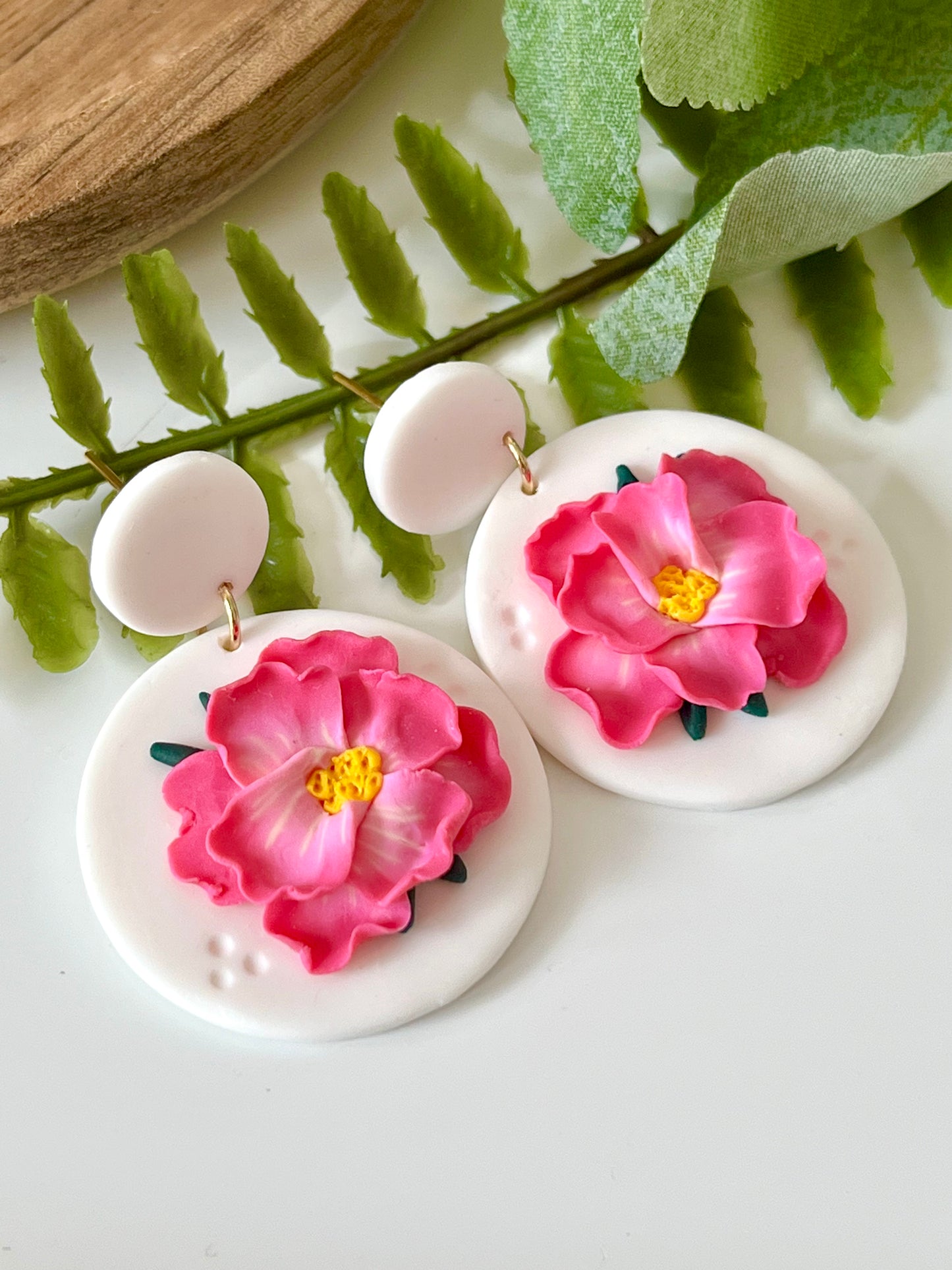 Pink Flower Dangles / White Background